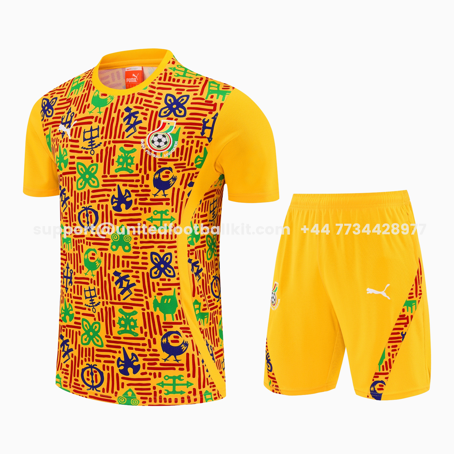 Unitedfootballkit.com | Ghana 2026 Short-Sleeve Training Set - Yellow Top and Shorts -Customize Name, Number and Patch | Worldwide Shipping