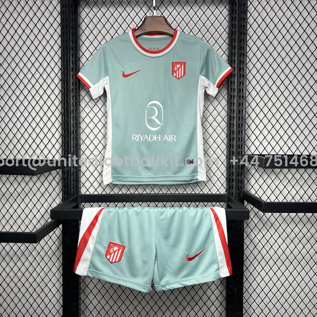 Unitedfootballkit.com | Atletico Madrid 24-25 Away Kids Kit -Customize Name, Number and Patch | Worldwide Shipping