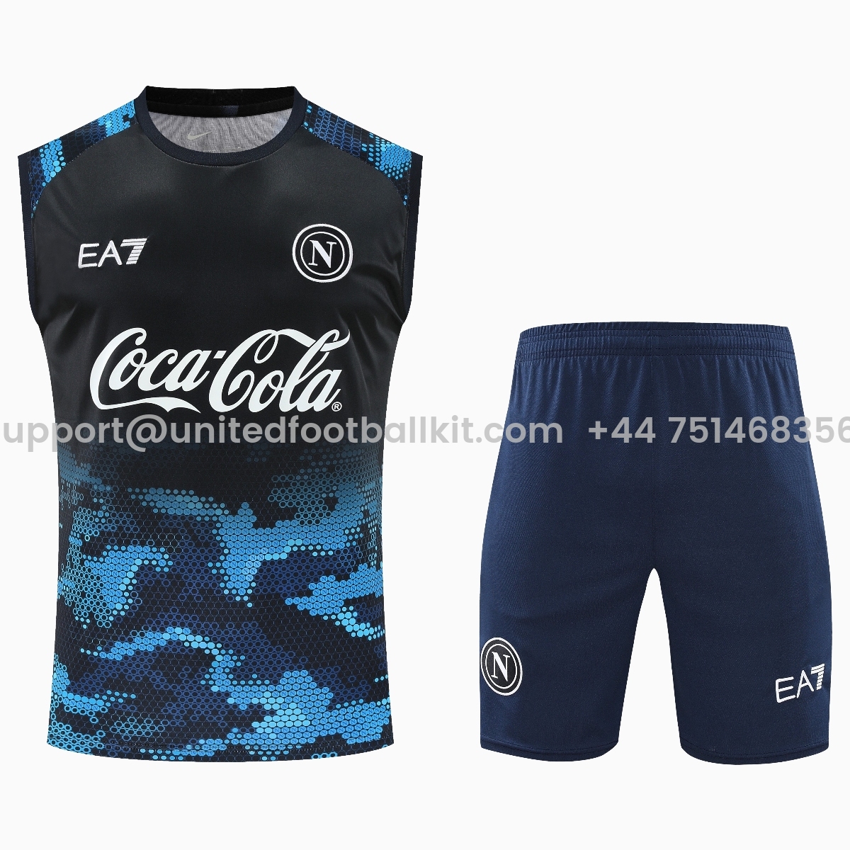 Unitedfootballkit.com | Napoli 24-25 Vest Training Set - Blue Vest & Shorts -Customize Name, Number and Patch | Worldwide Shipping