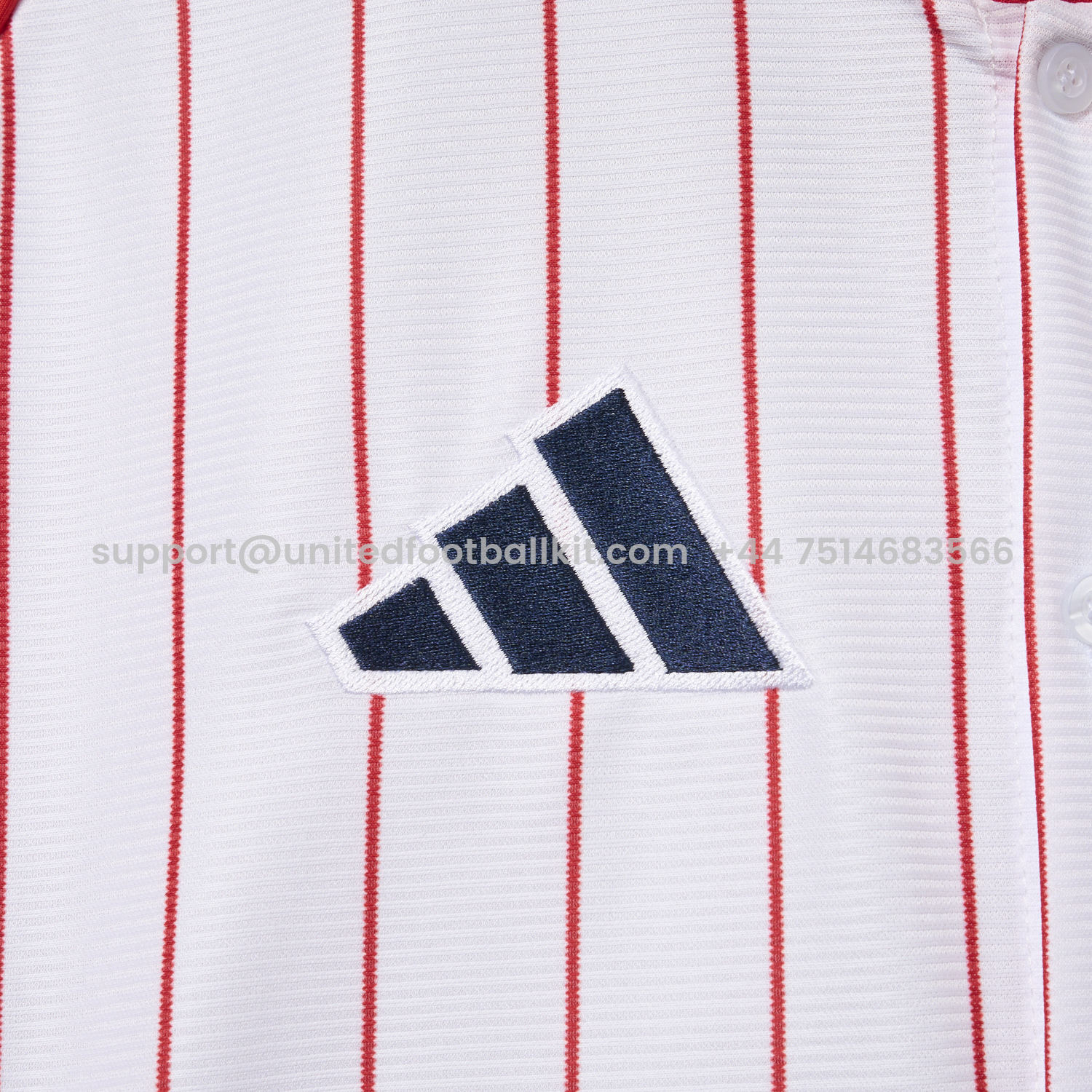 Unitedfootballkit.com | Arsenal 25-26 White Baseball Jersey with Red Stripes -Customize Name, Number and Patch | Worldwide Shipping