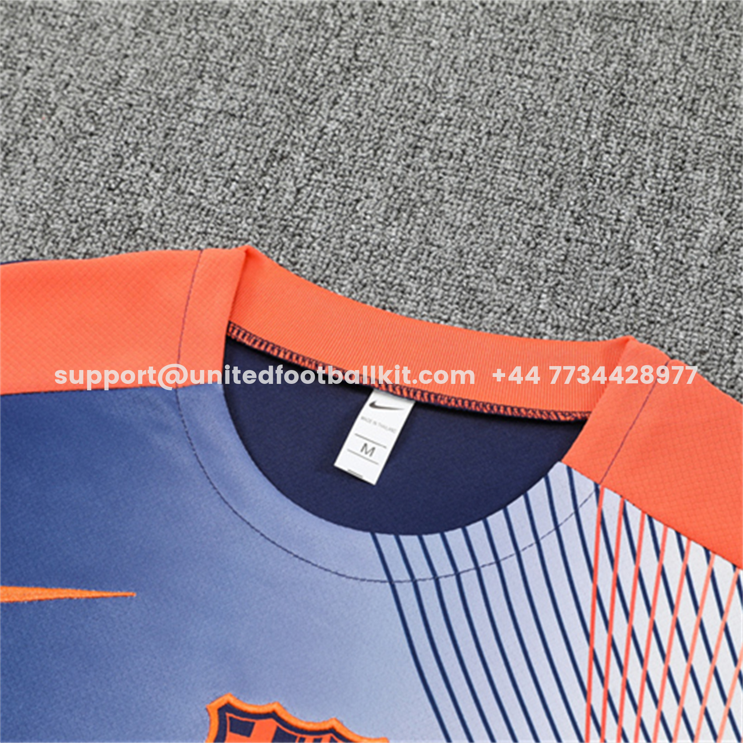 Unitedfootballkit.com | Barcelona 25-26 Short-Sleeve Training Set - Red Blue Line Top & Blue Shorts -Customize Name, Number and Patch | Worldwide Shipping