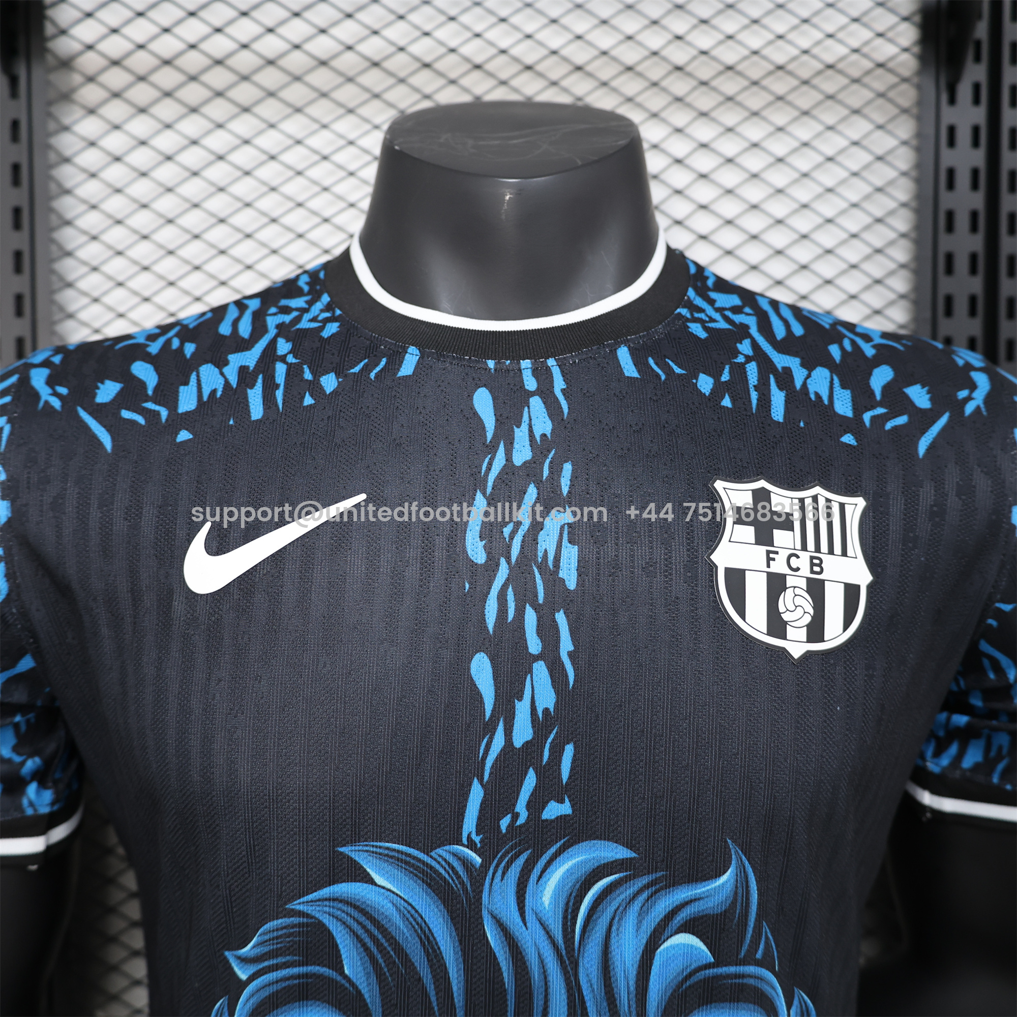 Unitedfootballkit.com | Barcelona 24-25 Balck and Blue Lion Special Edition Jersey - Player Version -Customize Name, Number and Patch | Worldwide Shipping