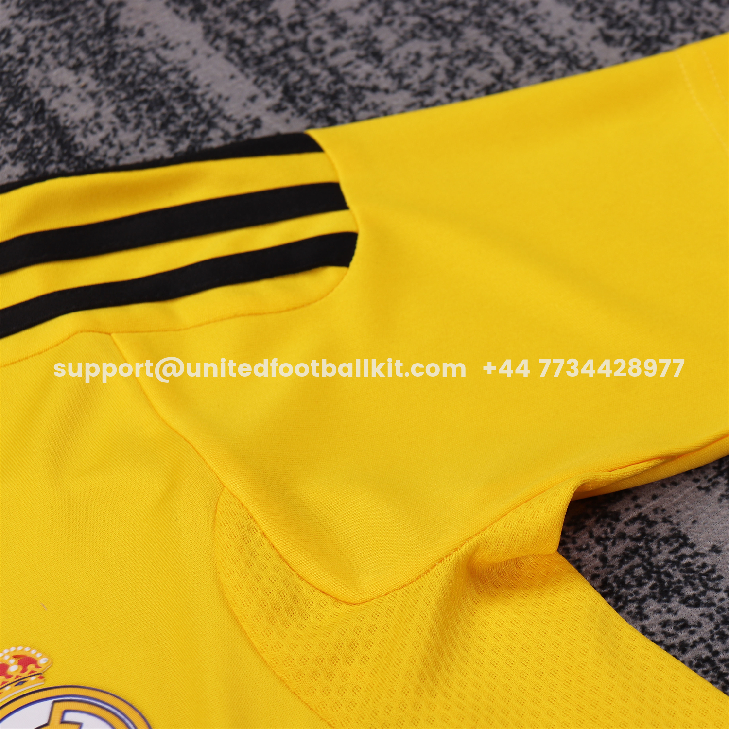 Unitedfootballkit.com | Retro Real Madrid 2011-12 Yellow Goalkeeper Kids Kit -Customize Name, Number and Patch | Worldwide Shipping