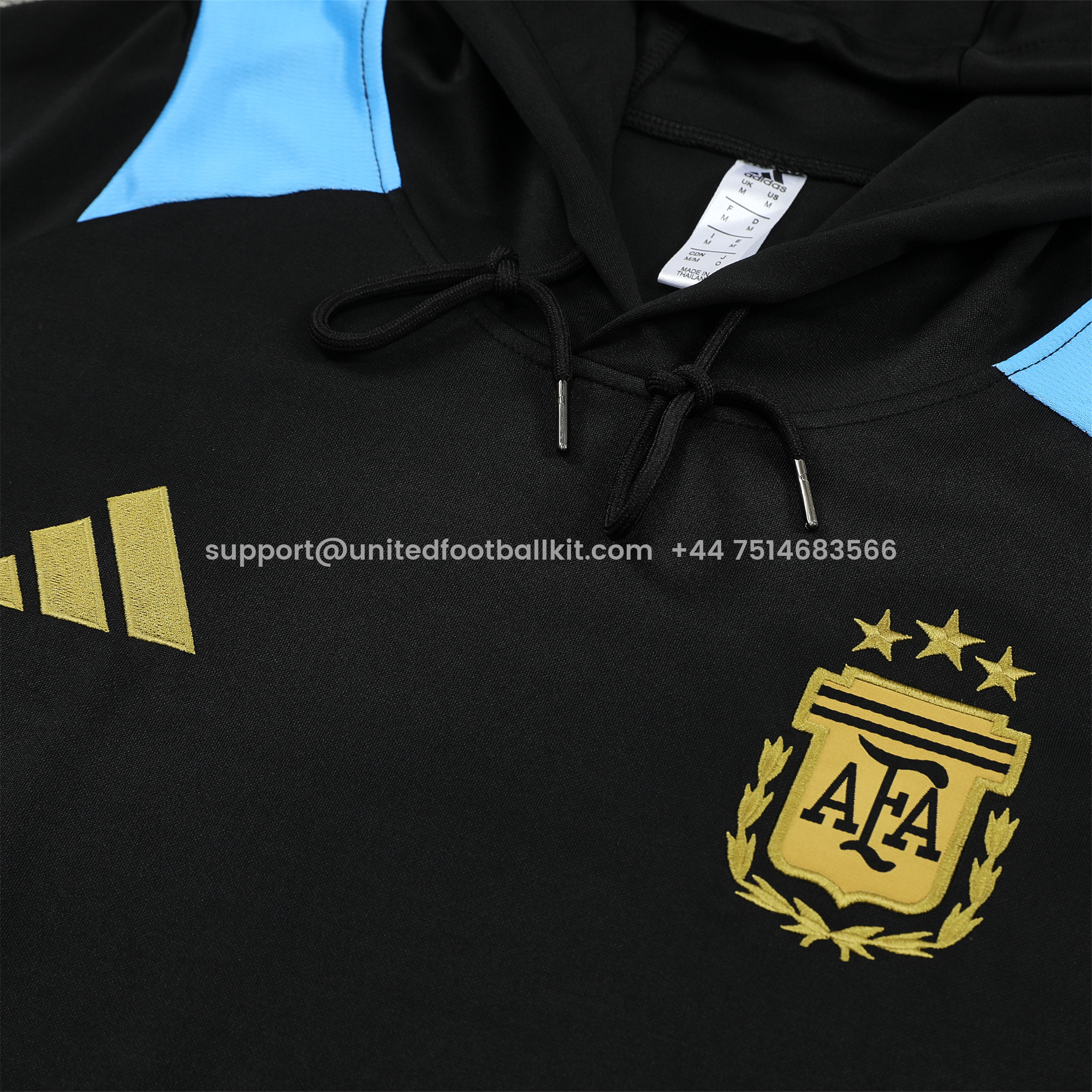 Unitedfootballkit.com | Argentina 24-25 Long Sleeve Training Set - Black Blue -Customize Name, Number and Patch | Worldwide Shipping