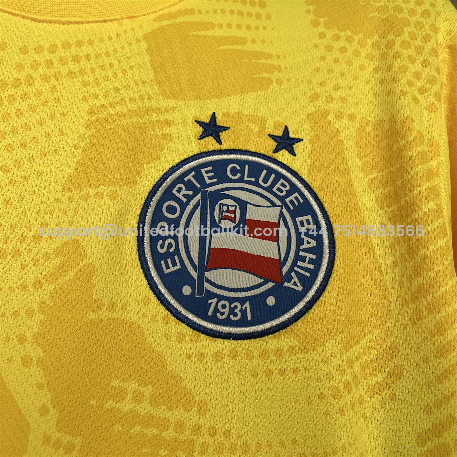 Unitedfootballkit.com | Bahia 25-26 Goalkeeper Yellow Jersey - Fans Version -Customize Name, Number and Patch | Worldwide Shipping