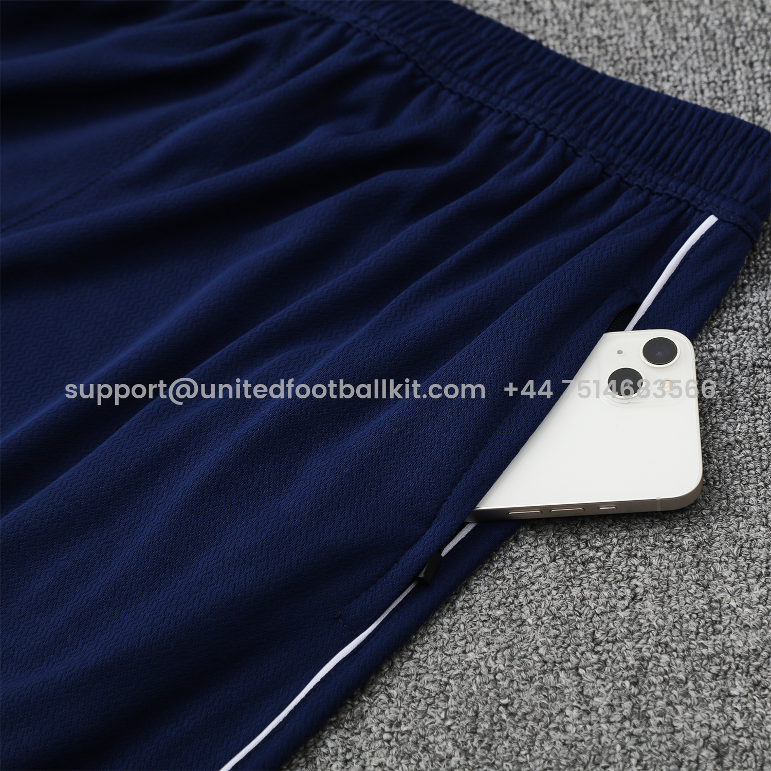 Unitedfootballkit.com | Marseille 25-26 Short-Sleeve Training Set - White Top & Blue Shorts -Customize Name, Number and Patch | Worldwide Shipping