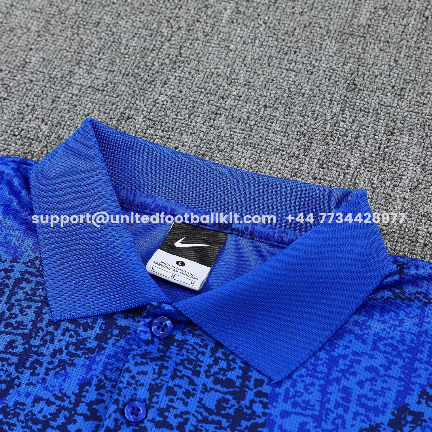 Unitedfootballkit.com | France 25-26 POLO Short-Sleeve Training Set - Ocean Blue Top and Dark Blue Pants -Customize Name, Number and Patch | Worldwide Shipping