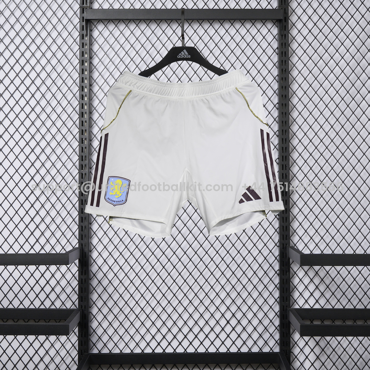 Unitedfootballkit.com | Aston Villa 25-26 Home White Shorts - Player Version -Customize Name, Number and Patch | Worldwide Shipping