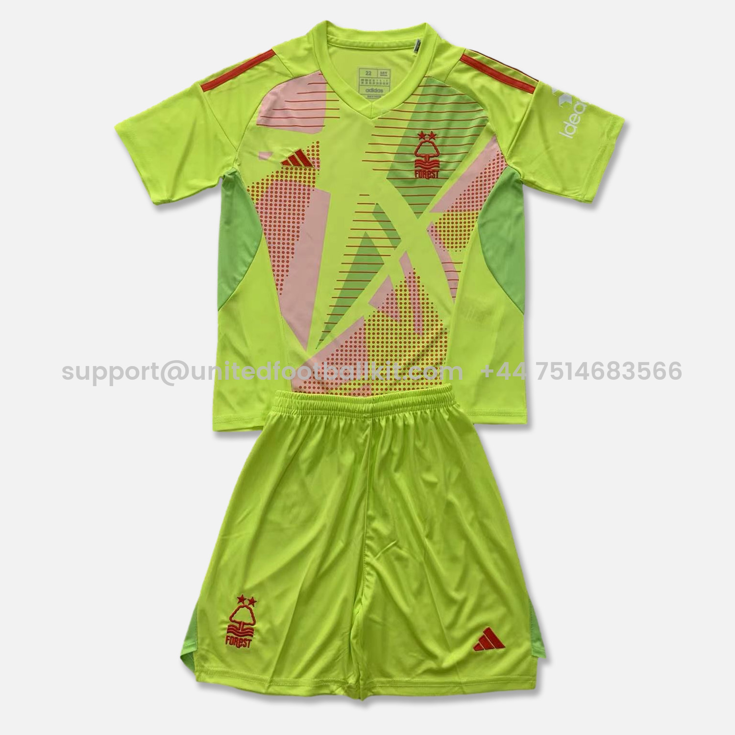 Unitedfootballkit.com | Nottingham Forest 24-25 Green Goalkeeper Kids Kit -Customize Name, Number and Patch | Worldwide Shipping
