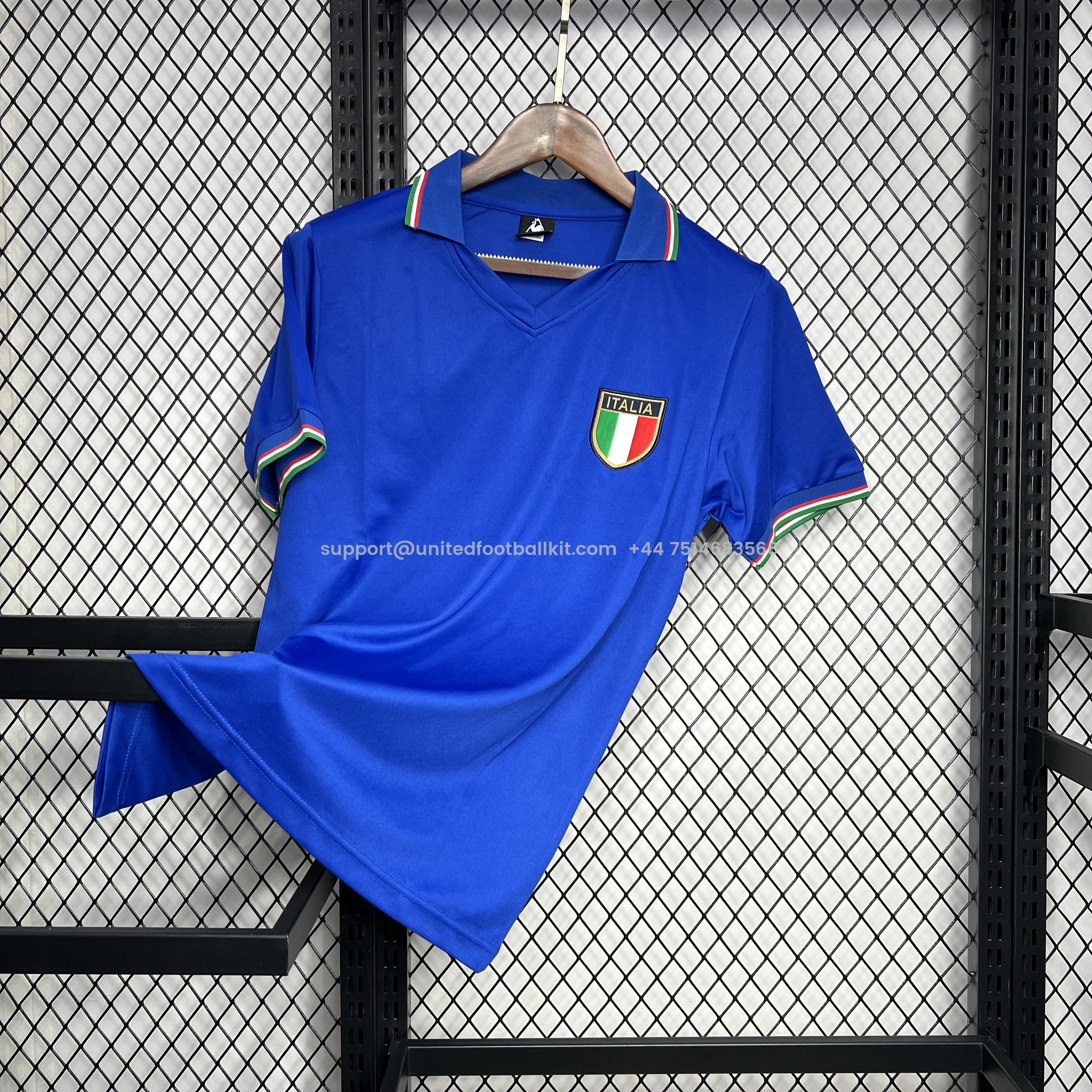 Unitedfootballkit.com | Retro Italy 1982 Home Stadium Jersey -Customize Name, Number and Patch | Worldwide Shipping