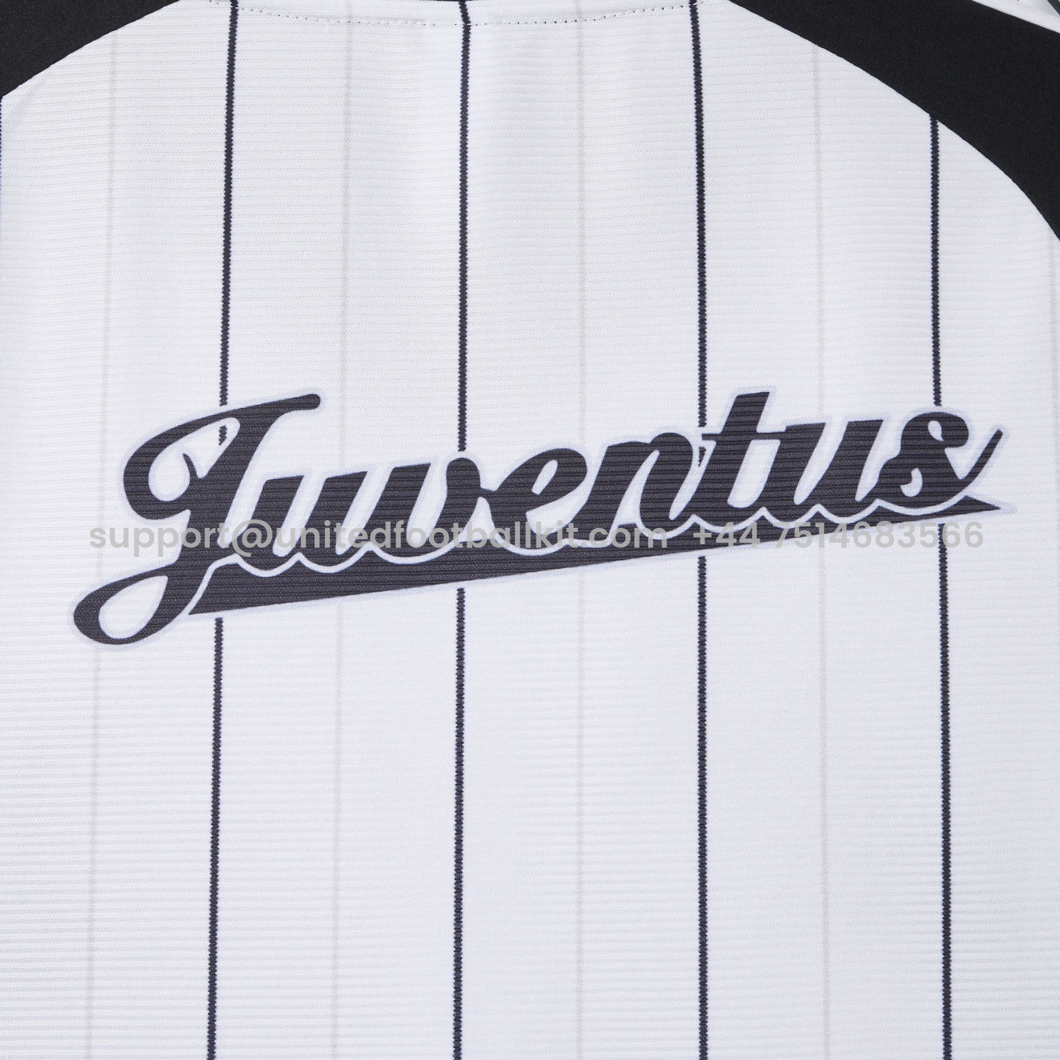 Unitedfootballkit.com | Juventus 25-26 White Baseball Jersey with Black Stripes -Customize Name, Number and Patch | Worldwide Shipping