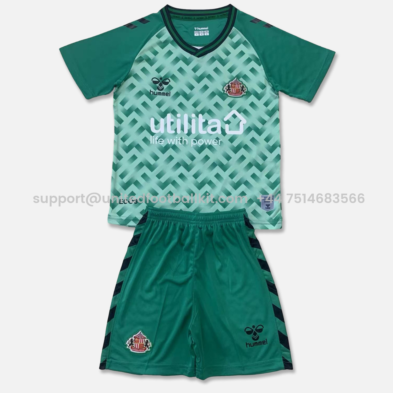 Unitedfootballkit.com | Sunderland 24-25 Green GK Home Kids Kit -Customize Name, Number and Patch | Worldwide Shipping