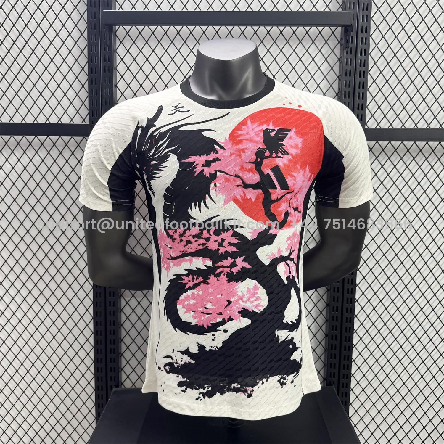 Unitedfootballkit.com | Japan 25-26 Black Dragon Cherry Blossom Tree White Special Jersey - Player Version -Customize Name, Number and Patch | Worldwide Shipping