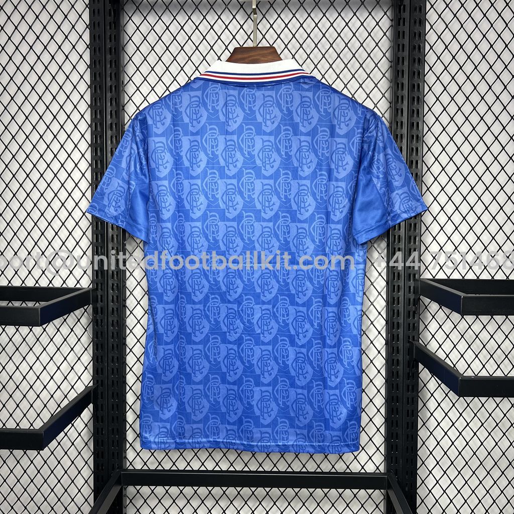 Unitedfootballkit.com | Retro Glasgow Rangers 1996-97 Home Stadium Jersey -Customize Name, Number and Patch | Worldwide Shipping