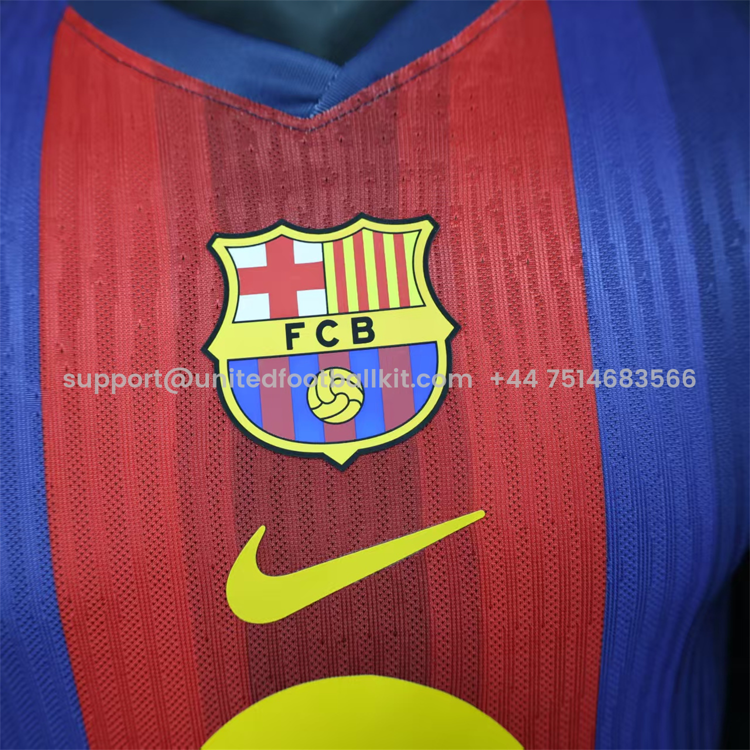 Unitedfootballkit.com | Barcelona 25-26 Big LOGO Red & Blue Stripe Special Edition Jersey - Player Version -Customize Name, Number and Patch | Worldwide Shipping