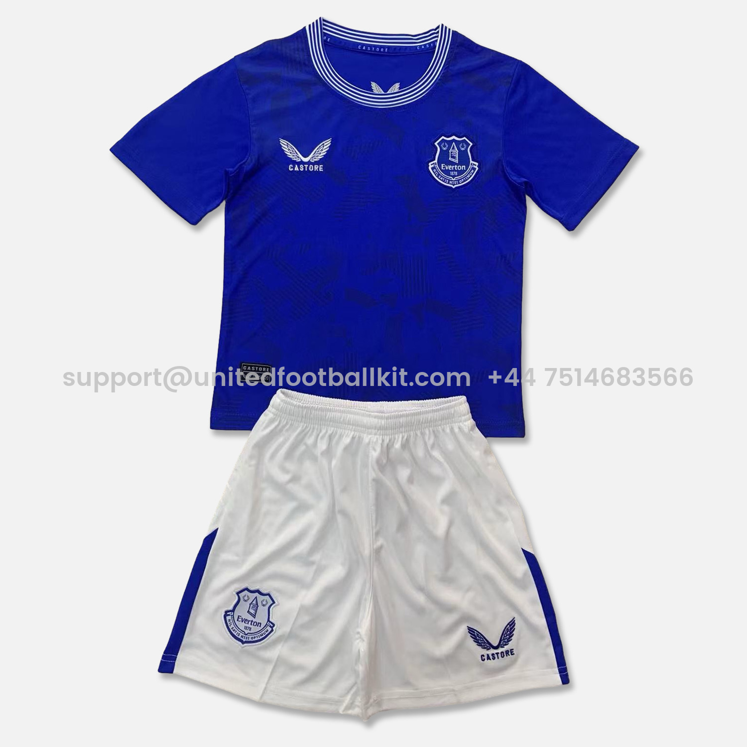 Unitedfootballkit.com | Everton 24-25 Home Kids Kit -Customize Name, Number and Patch | Worldwide Shipping