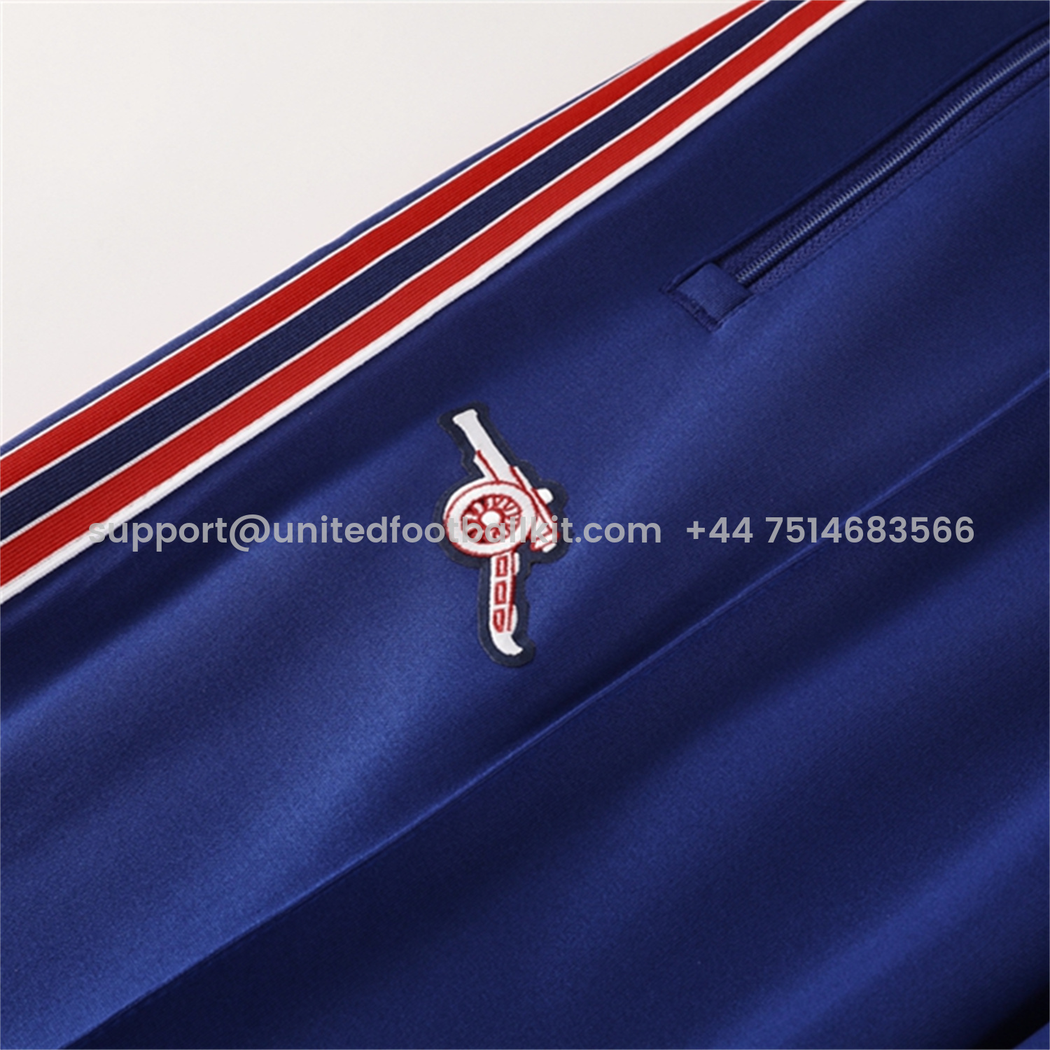 Unitedfootballkit.com | Arsenal 25-26 Throwback Trefoil Jacket Training Tracksuit - Royal Blue Jackets & Pants -Customize Name, Number and Patch | Worldwide Shipping