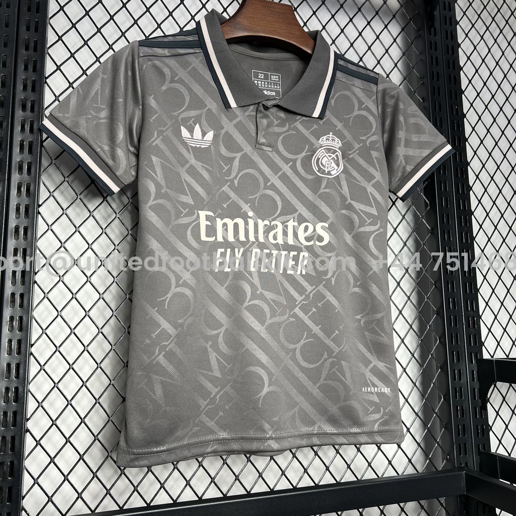 Unitedfootballkit.com | Real Madrid 24-25 Third Kids Kit -Customize Name, Number and Patch | Worldwide Shipping