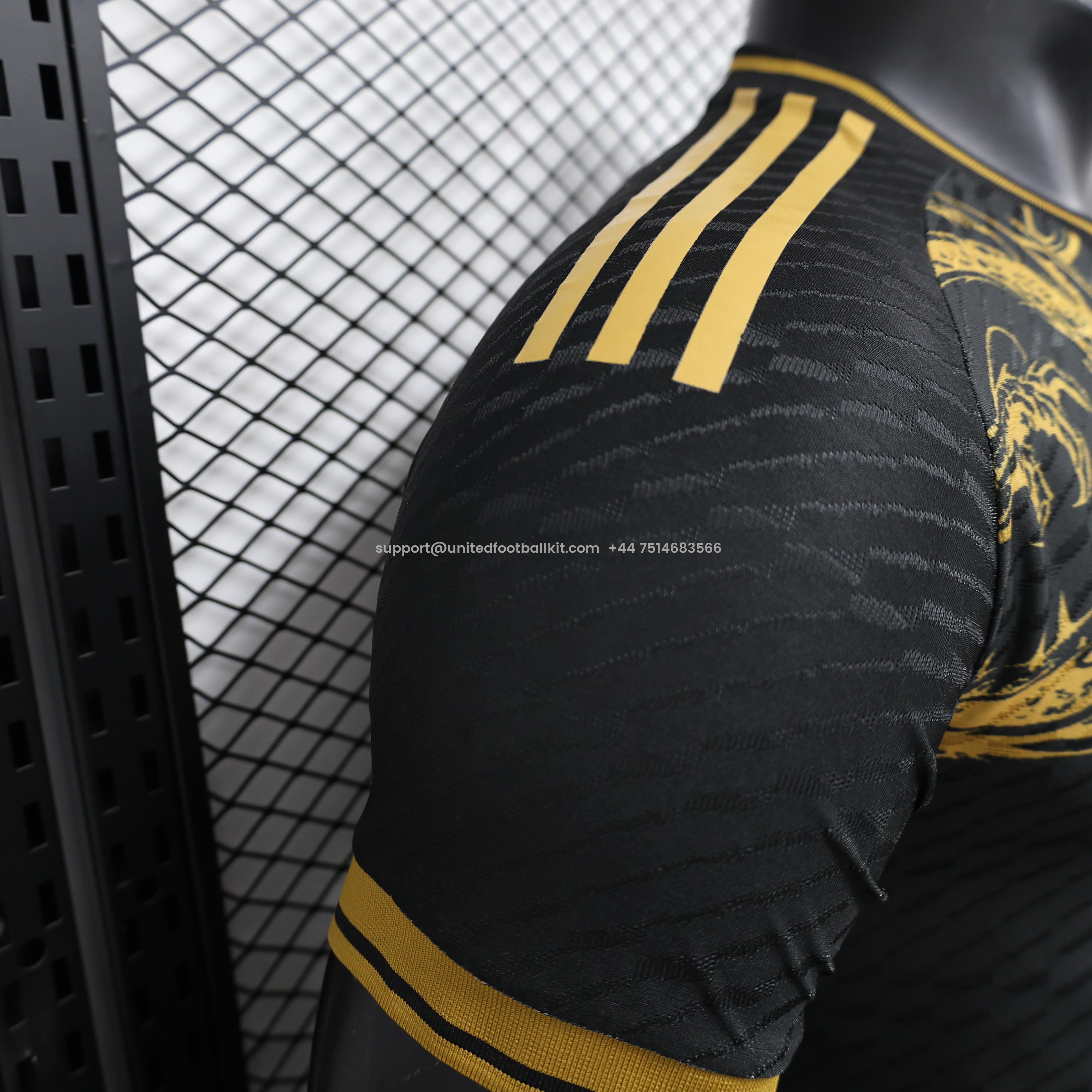 Unitedfootballkit.com | Real Madrid 24-25 Gold Dragon Special Edition Black Jersey - Player Version -Customize Name, Number and Patch | Worldwide Shipping