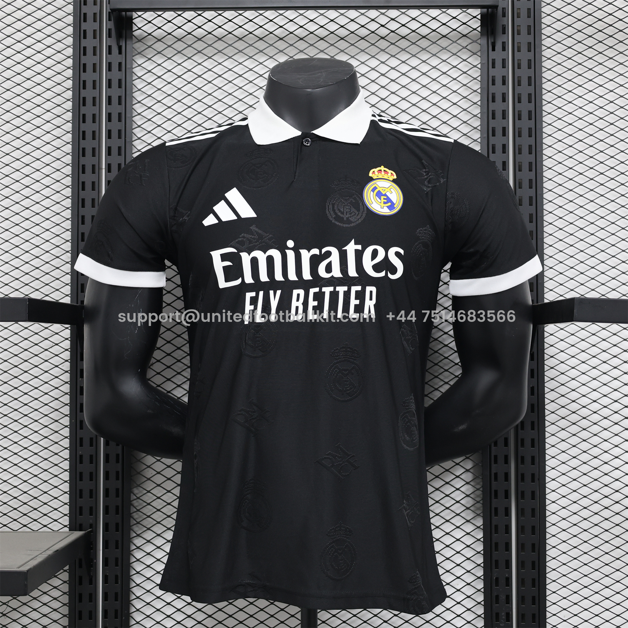Unitedfootballkit.com | Real Madrid 24-25 Black LOGO Special Edition Jersey - Player Version -Customize Name, Number and Patch | Worldwide Shipping