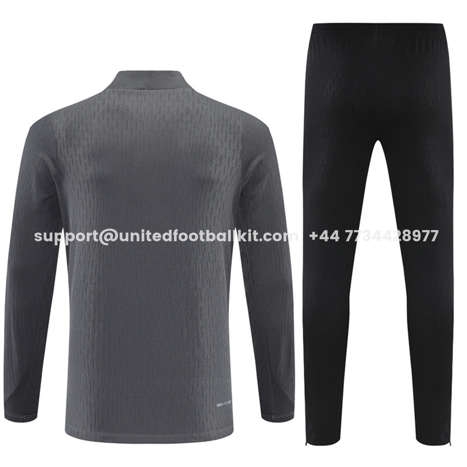 Unitedfootballkit.com | Barcelona 25-26 Long Sleeve Training Set - Grey Top & Black Pants -Customize Name, Number and Patch | Worldwide Shipping