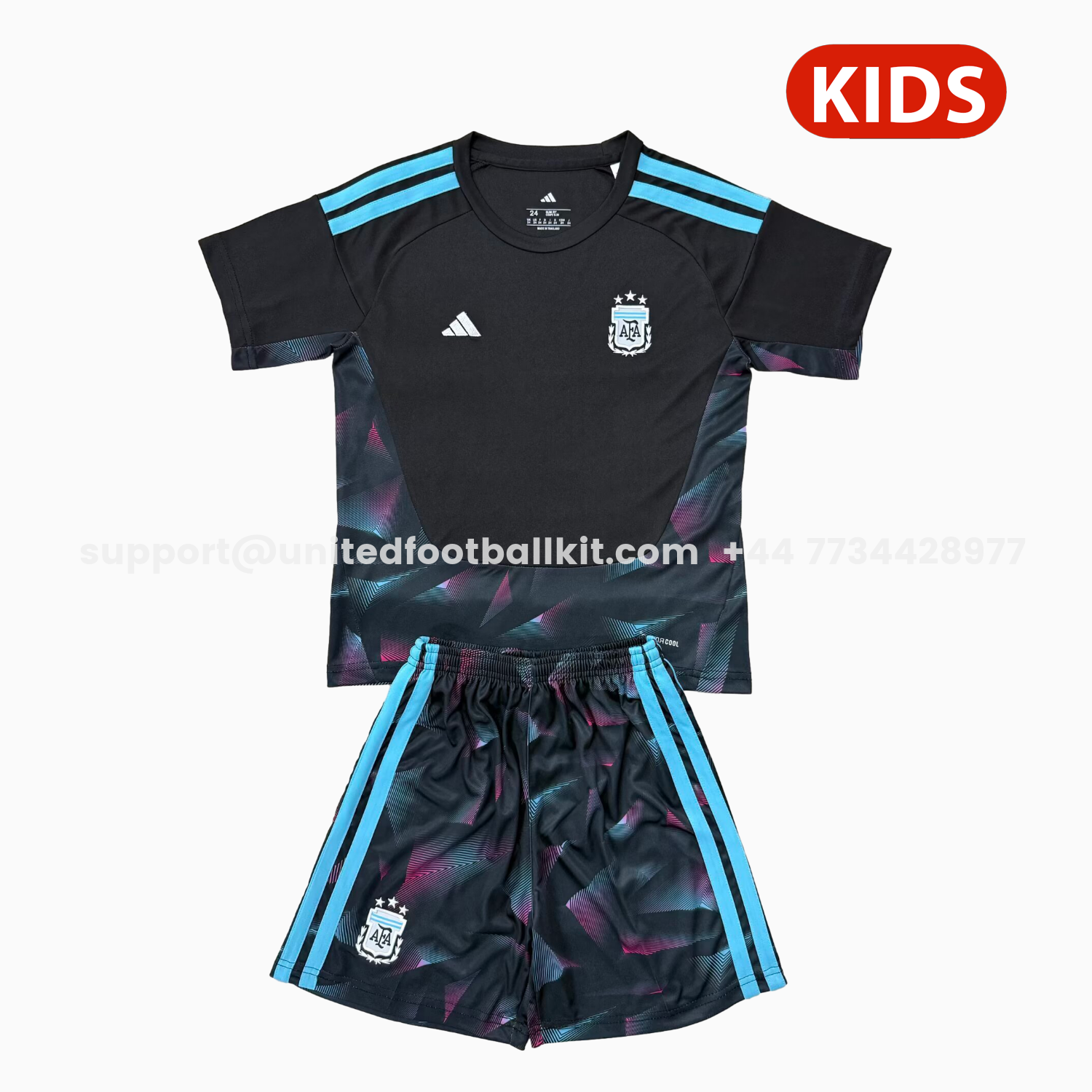 Unitedfootballkit.com | Argentina 2026 Goalkeeper Black Without Chest Patch Kids Kit -Customize Name, Number and Patch | Worldwide Shipping