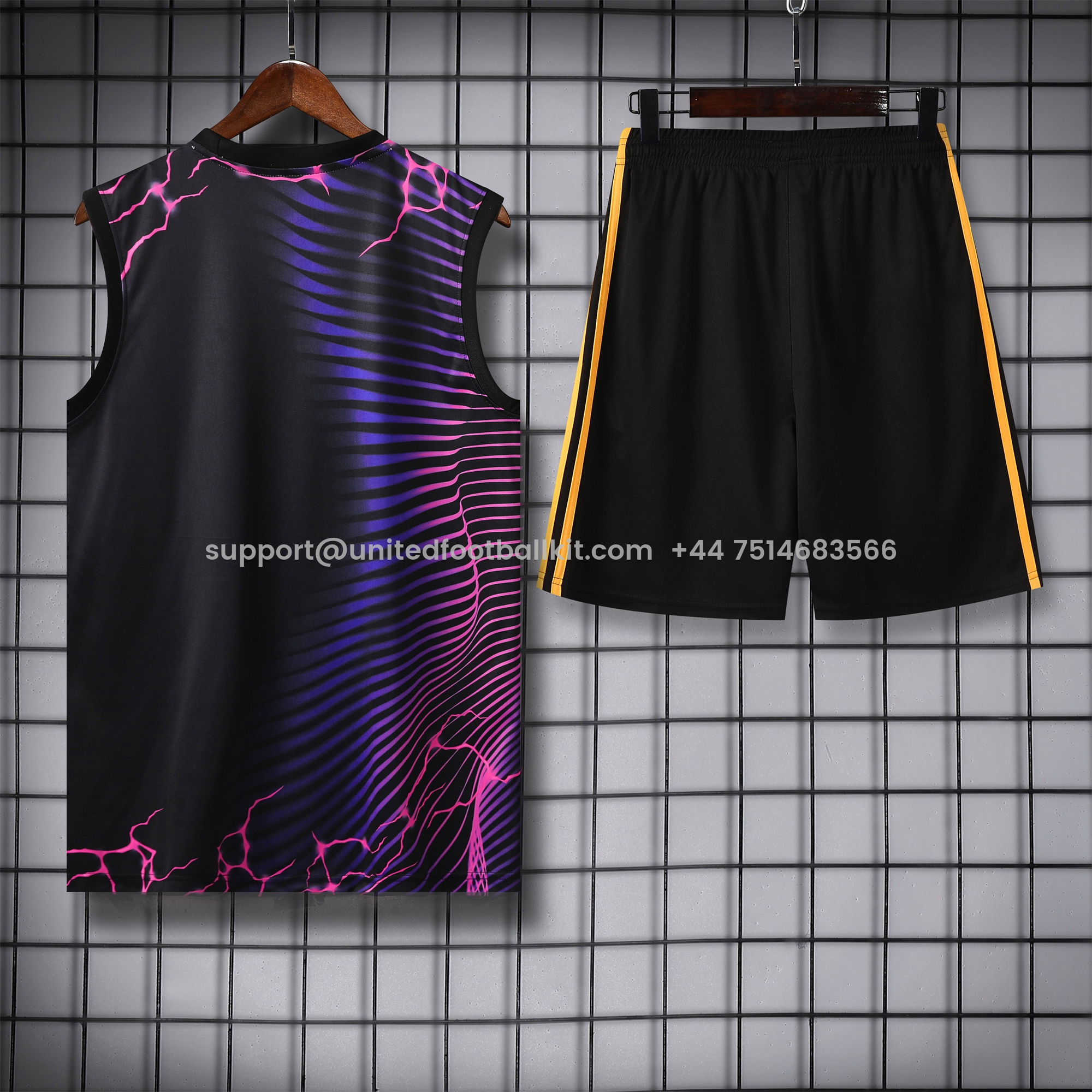 Unitedfootballkit.com | Real Madrid 24-25 Vest Training Set - Purple & Black Leopard -Customize Name, Number and Patch | Worldwide Shipping