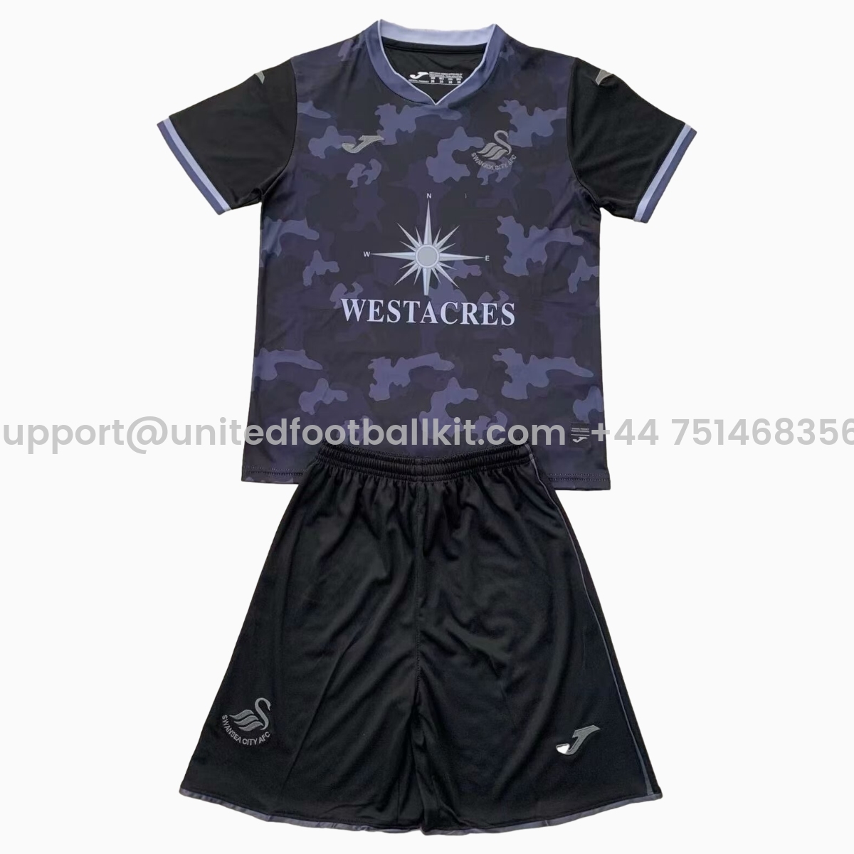 Unitedfootballkit.com | Swansea City 24-25 Away Kids Kit -Customize Name, Number and Patch | Worldwide Shipping