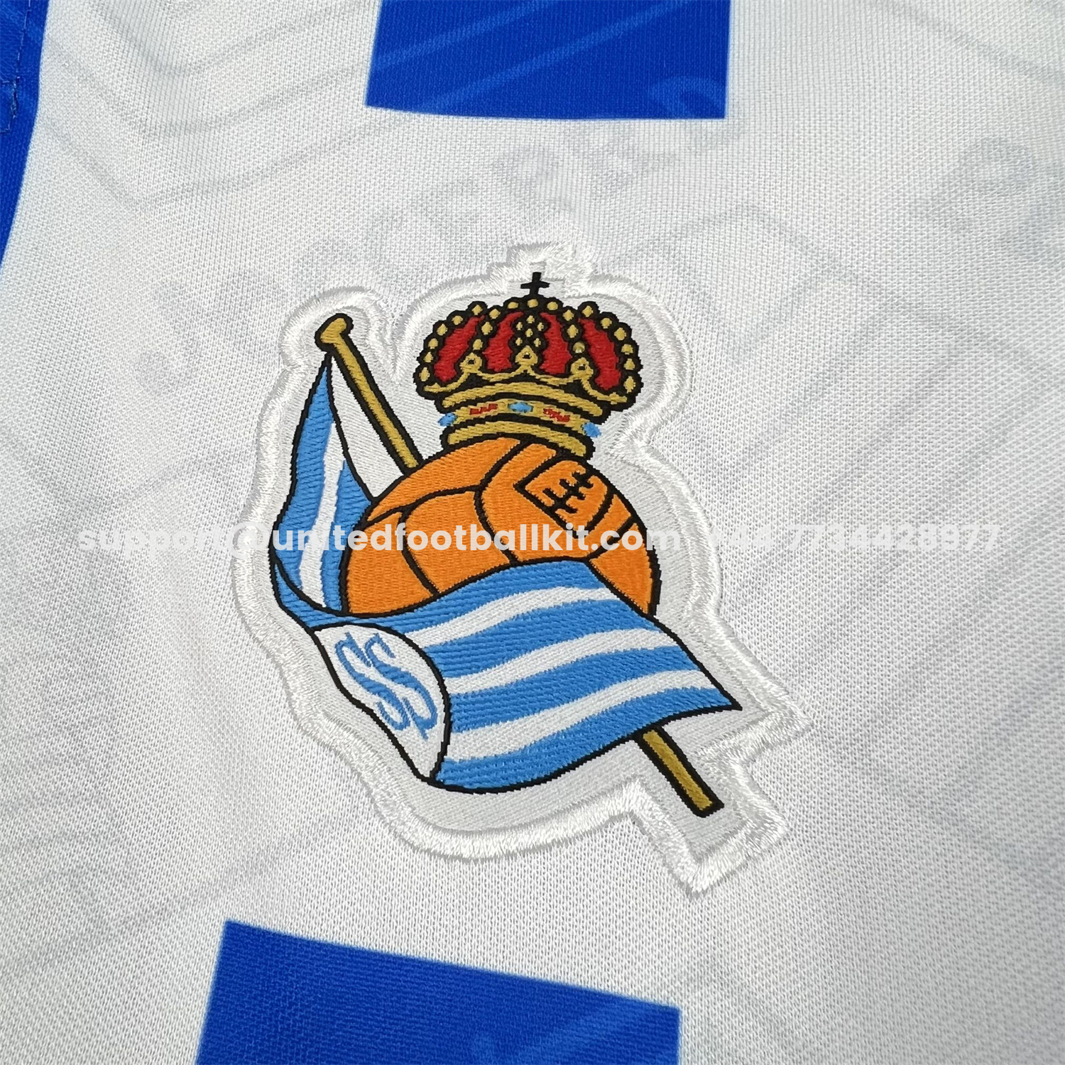 Unitedfootballkit.com | Real Sociedad 25-26 White With Royal Blue Retro Style Special Jersey - Fans Version -Customize Name, Number and Patch | Worldwide Shipping