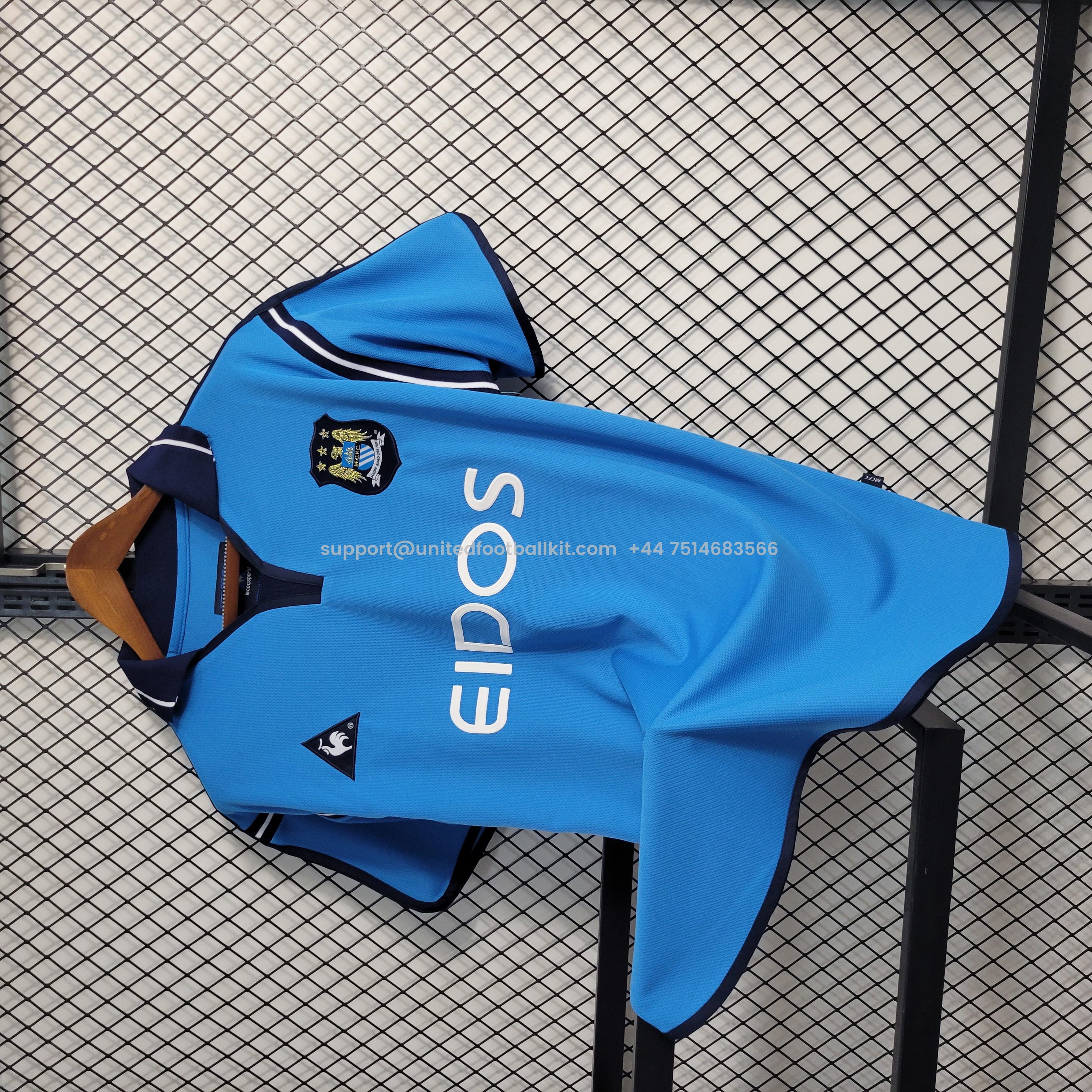 Unitedfootballkit.com | Retro Manchester City 2001-02 Home Stadium Jersey -Customize Name, Number and Patch | Worldwide Shipping