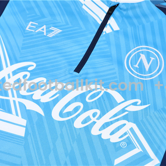 Unitedfootballkit.com | Napoli 24-25 Pre-Match Long Sleeve Training Set - Light Blue Top and Deep Blue Pants -Customize Name, Number and Patch | Worldwide Shipping