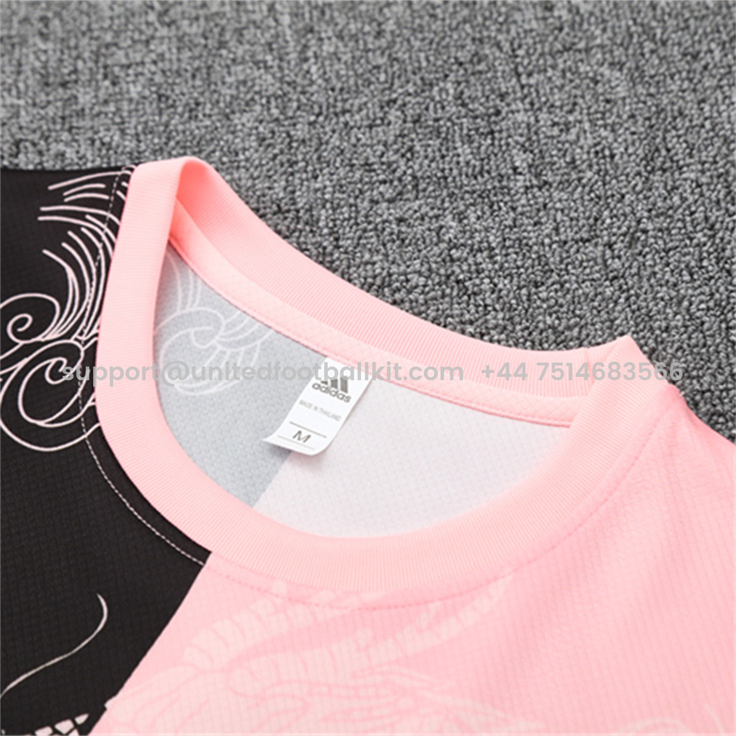 Unitedfootballkit.com | Real Madrid 25-26 Kid Short-Sleeve Training Set - Pink Black Top & Black Shorts -Customize Name, Number and Patch | Worldwide Shipping