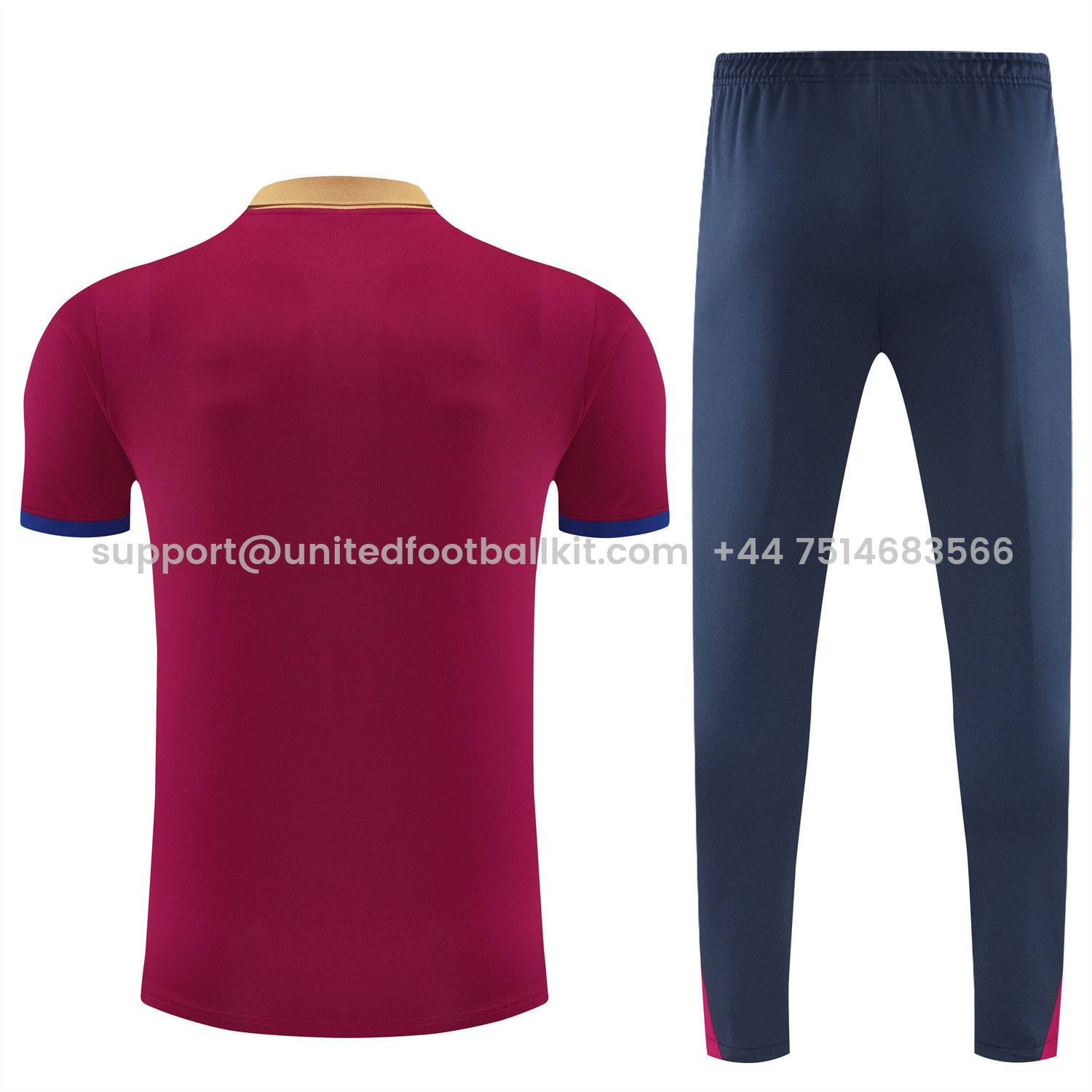 Unitedfootballkit.com | Barcelona 25-26 POLO Short-Sleeve Training Set - Deep Red Top and Black Pants -Customize Name, Number and Patch | Worldwide Shipping
