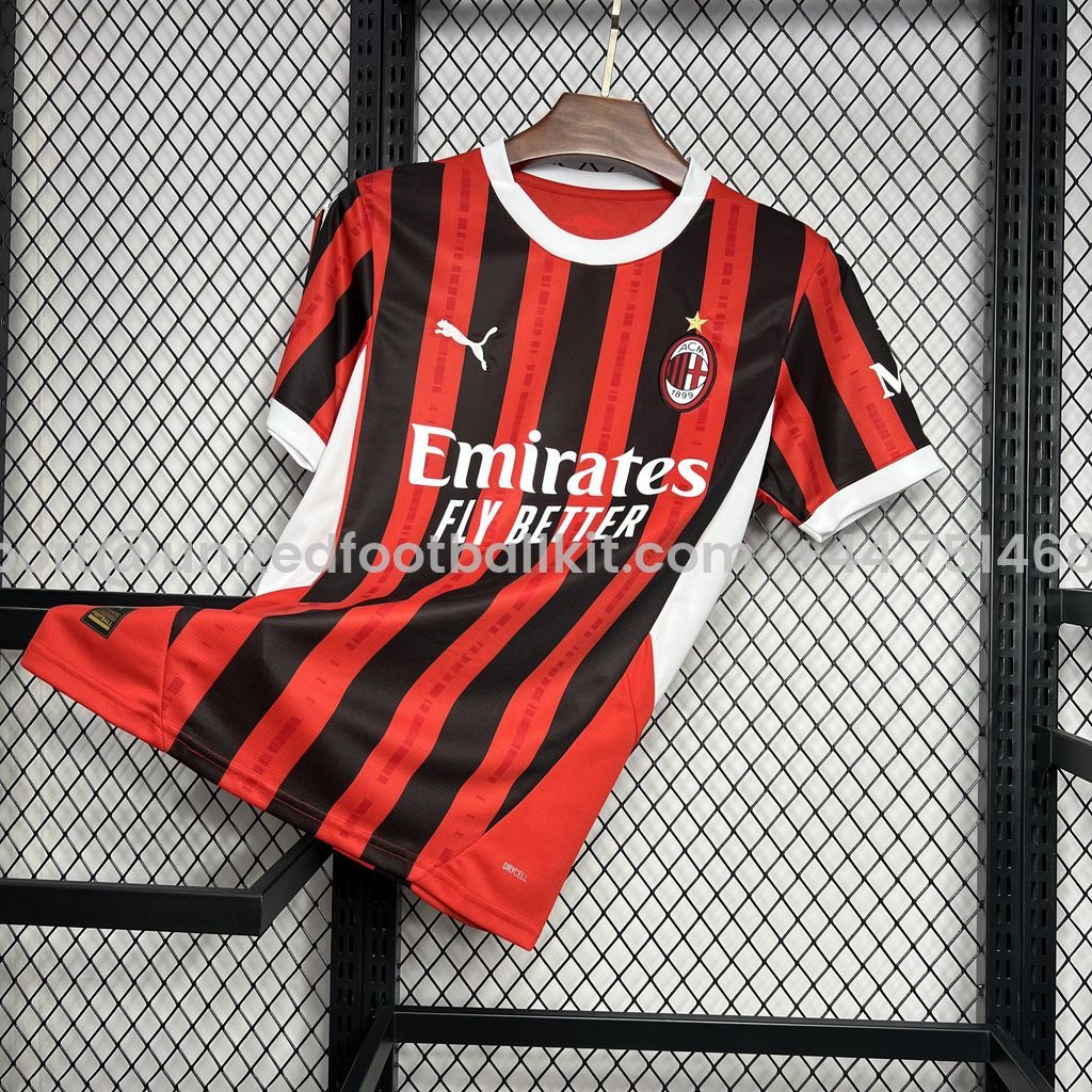 Unitedfootballkit.com | AC Milan 24-25 Home Stadium Jersey - Fans Version -Customize Name, Number and Patch | Worldwide Shipping
