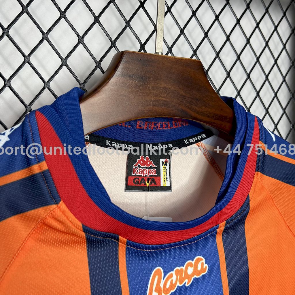 Unitedfootballkit.com | Retro Barcelona 1997-98 Away Jersey -Customize Name, Number and Patch | Worldwide Shipping