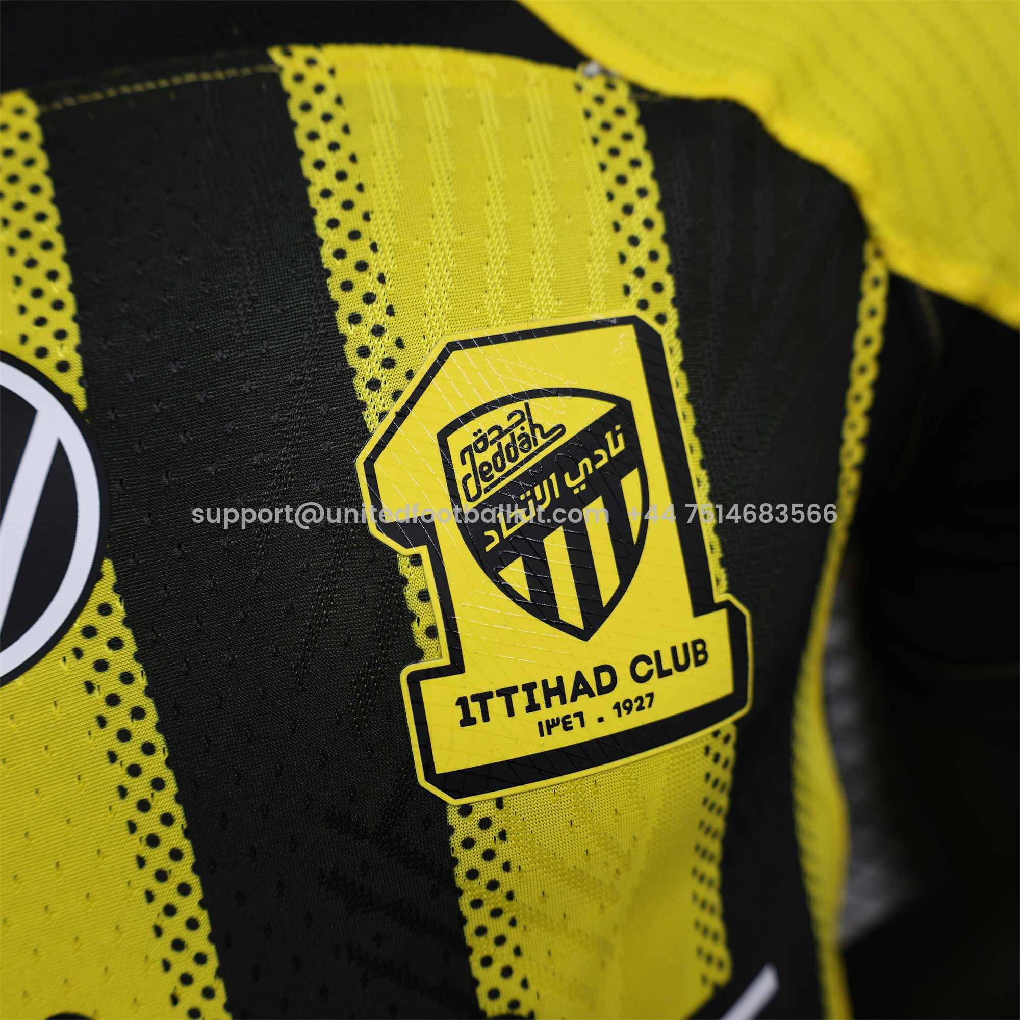 Unitedfootballkit.com | Al Ittihad Jeddah United 24-25 Home Jersey with New Sponsers - Player Version -Customize Name, Number and Patch | Worldwide Shipping