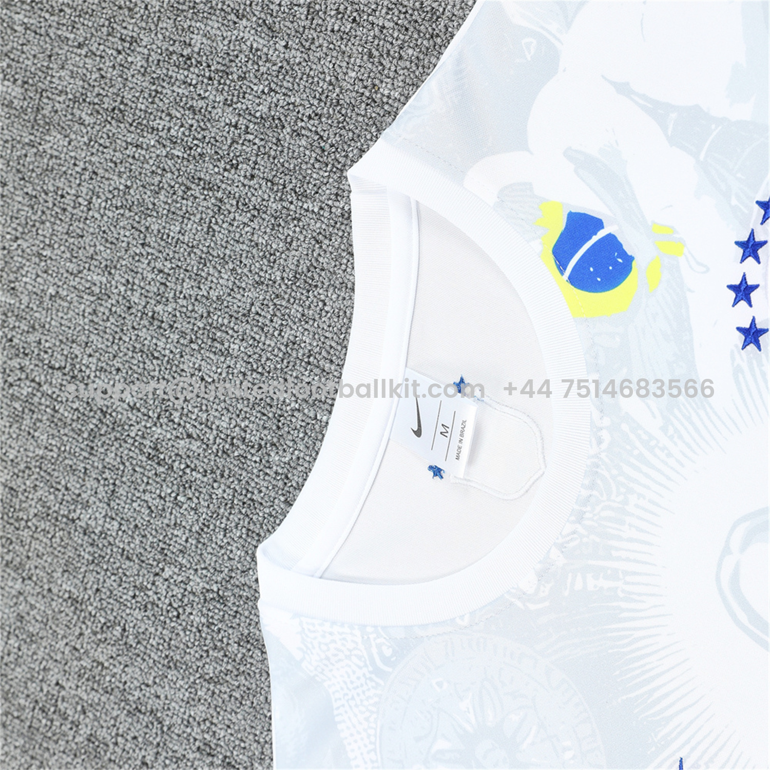 Unitedfootballkit.com | Brazil 25-26 White Jesus Statue Short-Sleeve Training Set - White Top & Black Shorts -Customize Name, Number and Patch | Worldwide Shipping