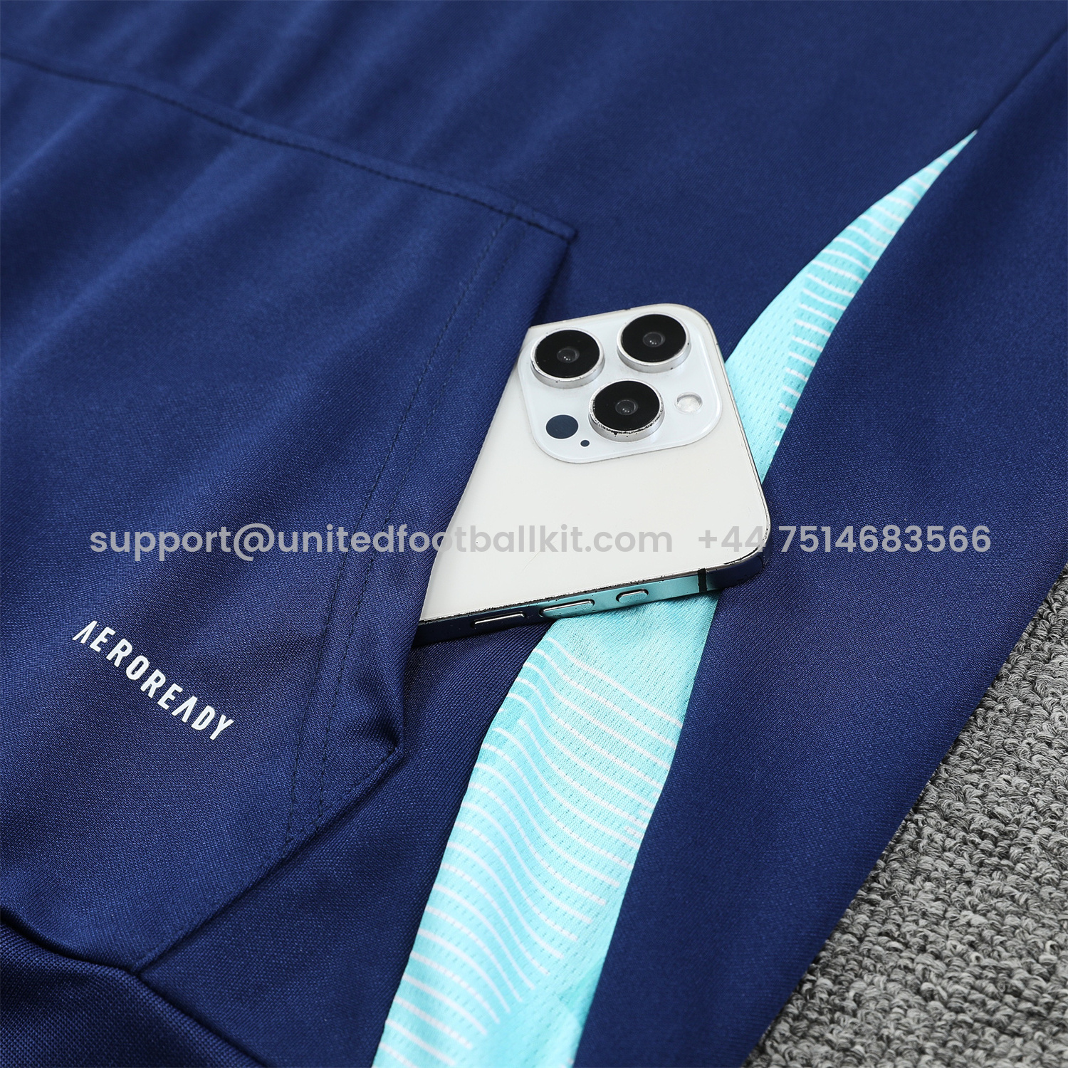 Unitedfootballkit.com | Arsenal 24-25 Training Hoodie Set - Royal Blue Hoodie and Pants -Customize Name, Number and Patch | Worldwide Shipping