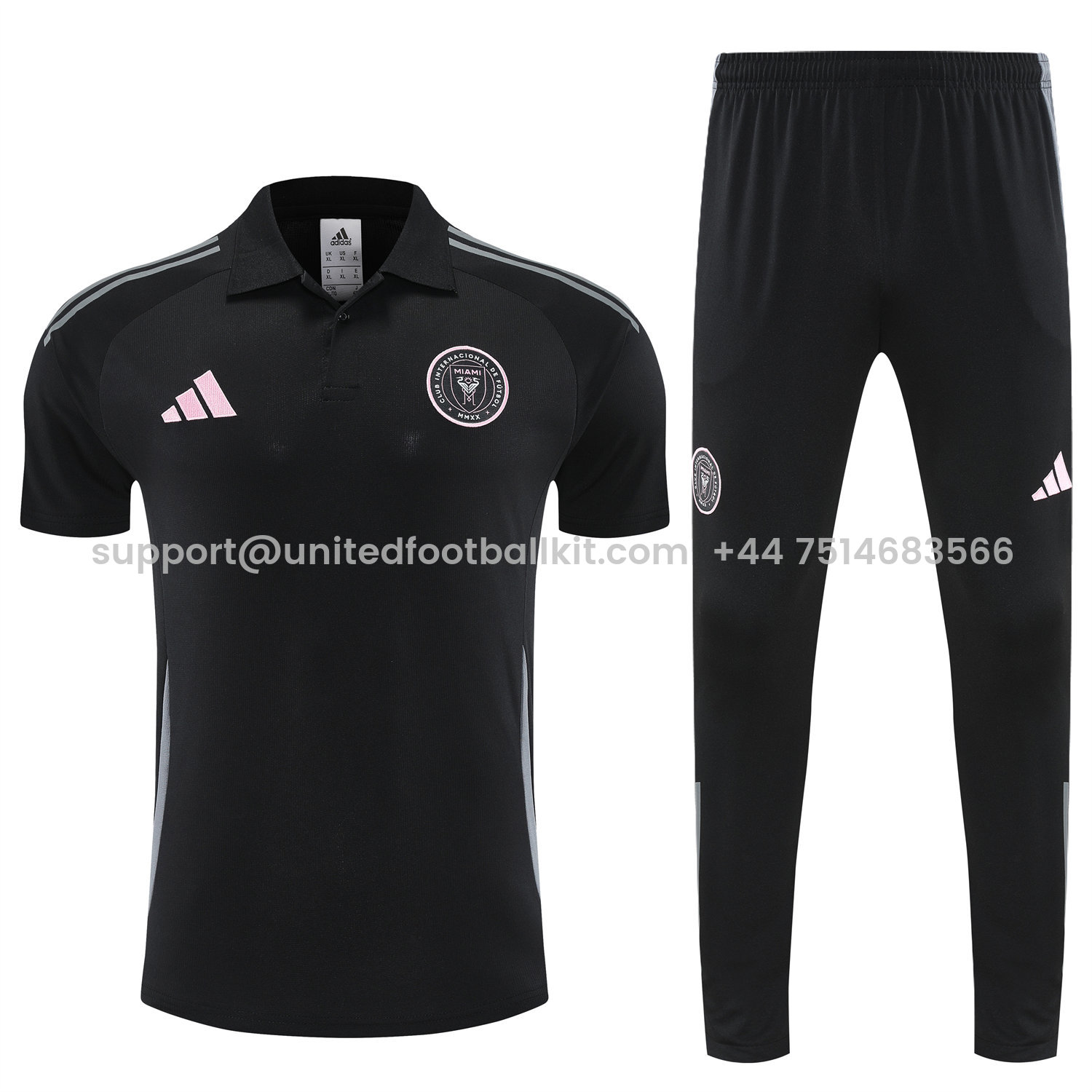 Unitedfootballkit.com | INT M.A.M 25-26 POLO Short-Sleeve Training Set - Black Top and Pants -Customize Name, Number and Patch | Worldwide Shipping