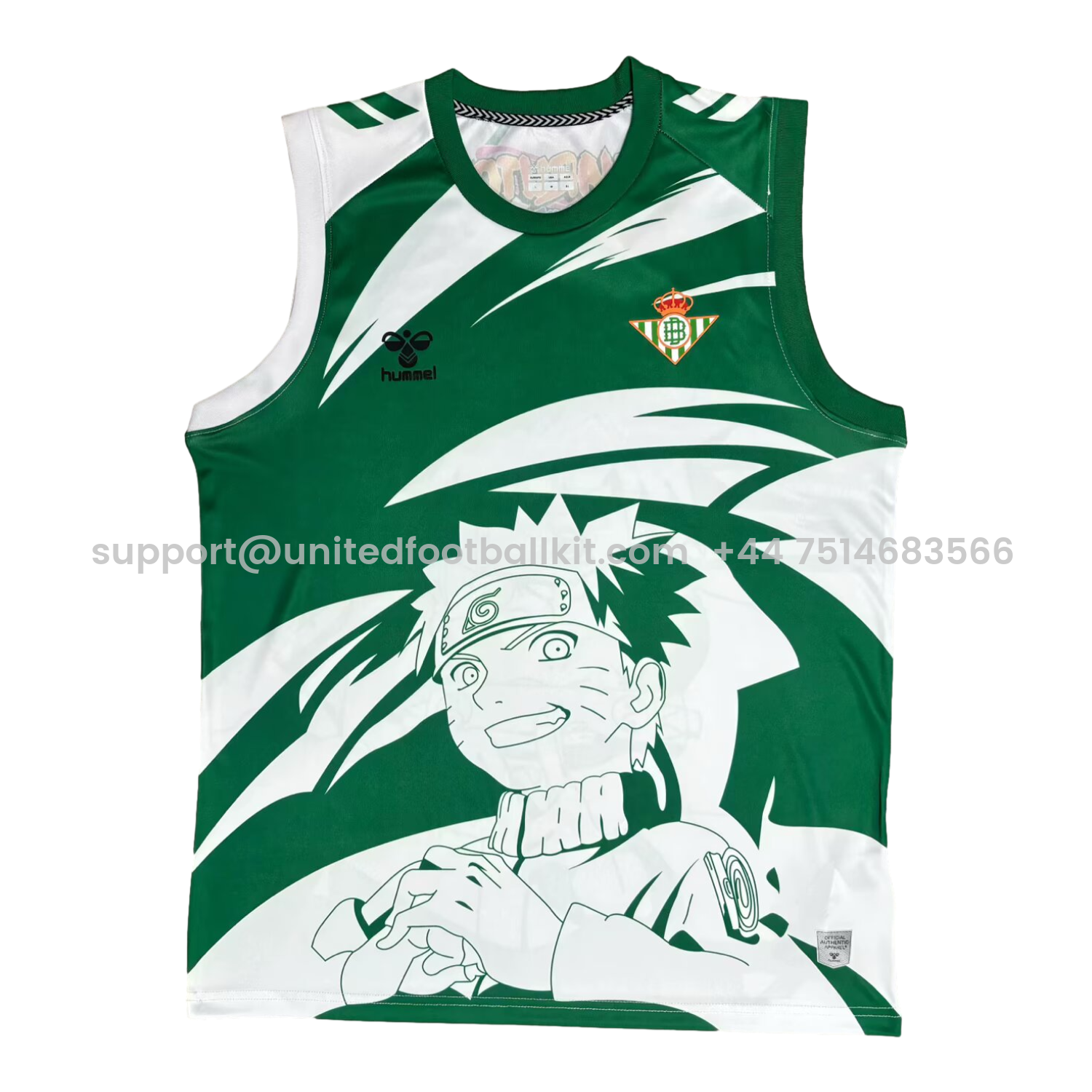 Unitedfootballkit.com | Real Betis 25-26 NARUTO Special Edition Vest -Customize Name, Number and Patch | Worldwide Shipping