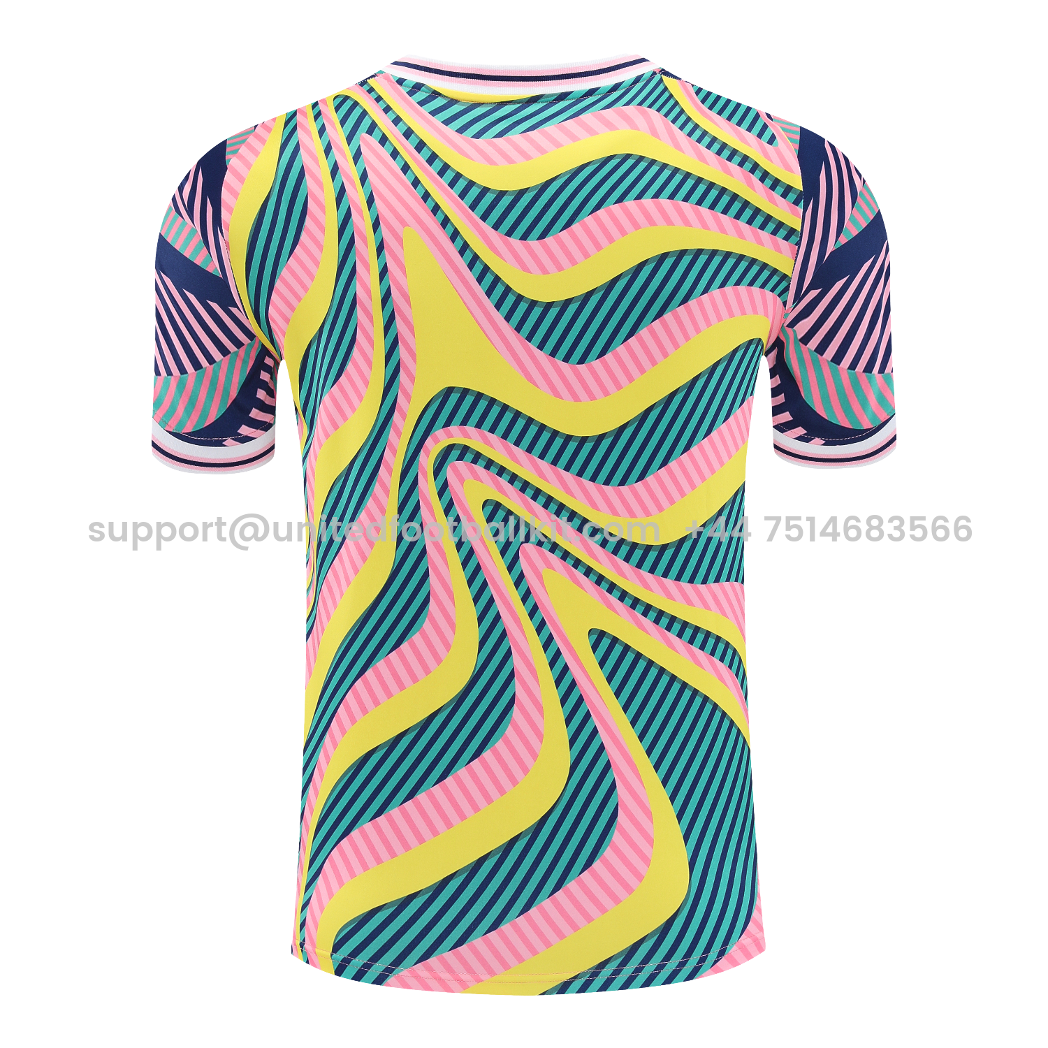 Unitedfootballkit.com | Real Madrid 25-26 Short-Sleeve Training Set - Colorful Curve Pattern Top & Black Shorts -Customize Name, Number and Patch | Worldwide Shipping