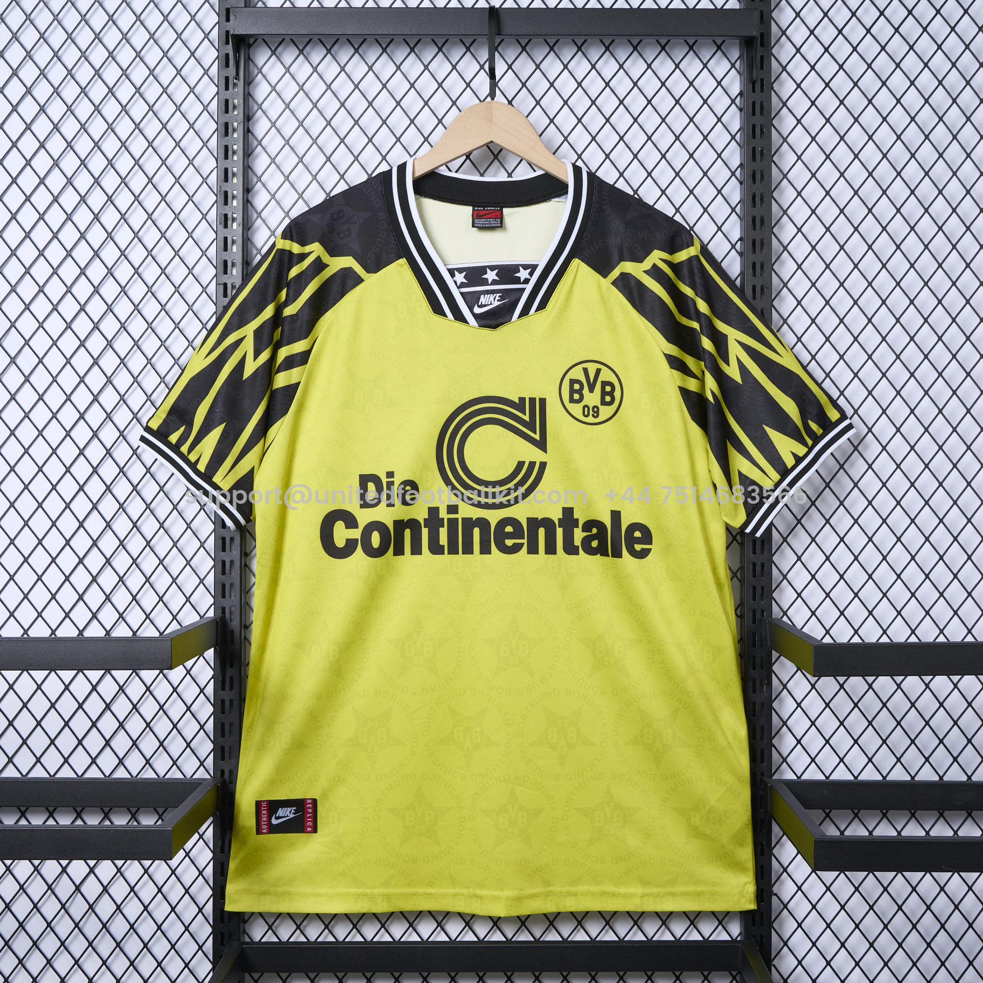 Unitedfootballkit.com | Dortmund Retro 94-95 Home Shirt -Customize Name, Number and Patch | Worldwide Shipping