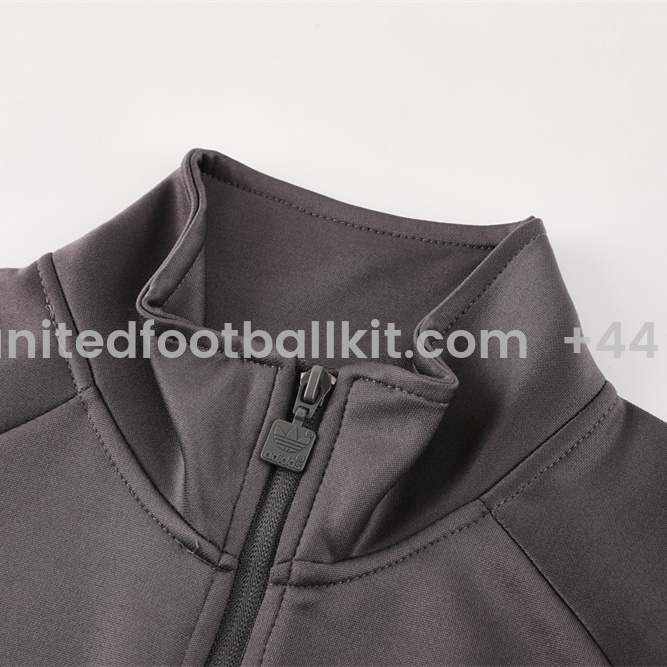 Unitedfootballkit.com | Real Madrid 24-25 Trefoil Vintage Jacket Training Tracksuit - Grey -Customize Name, Number and Patch | Worldwide Shipping