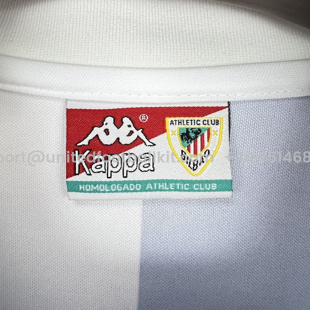 Unitedfootballkit.com | Retro Athletic Bilbao 1997-98 Away Unsponsored Jersey -Customize Name, Number and Patch | Worldwide Shipping