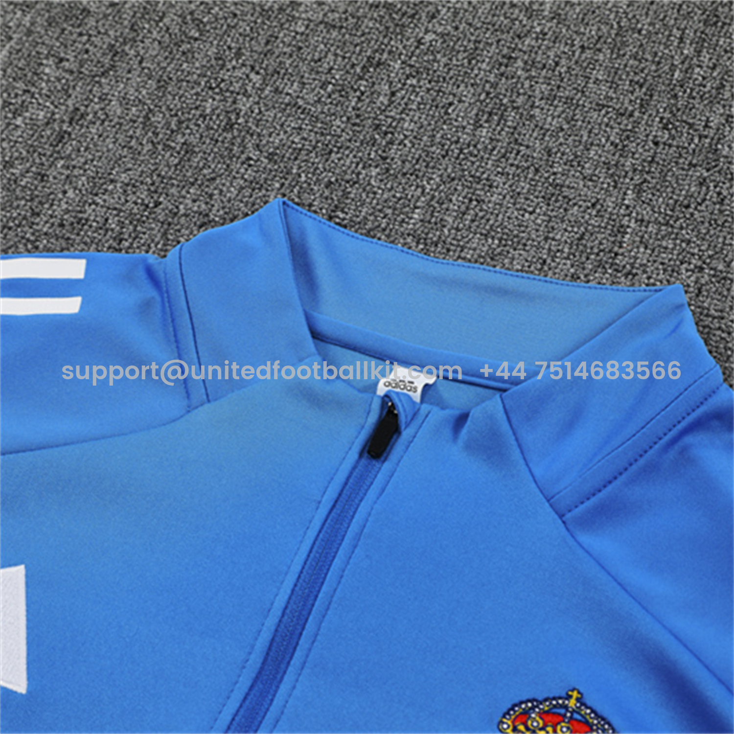 Unitedfootballkit.com | Real Madrid 25-26 Kids Long Sleeve Training Set - Bright Blue Top & Pants -Customize Name, Number and Patch | Worldwide Shipping