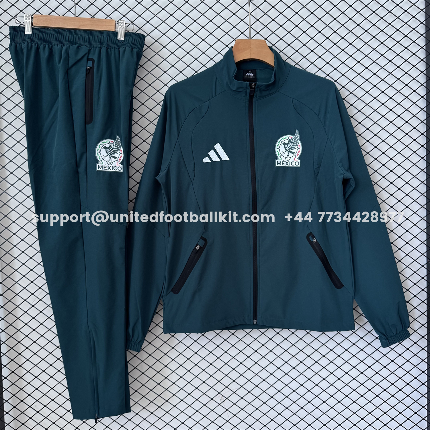 Unitedfootballkit.com | Mexico 2026 Windbreaker Training Set - Deep Green Top and Pants -Customize Name, Number and Patch | Worldwide Shipping