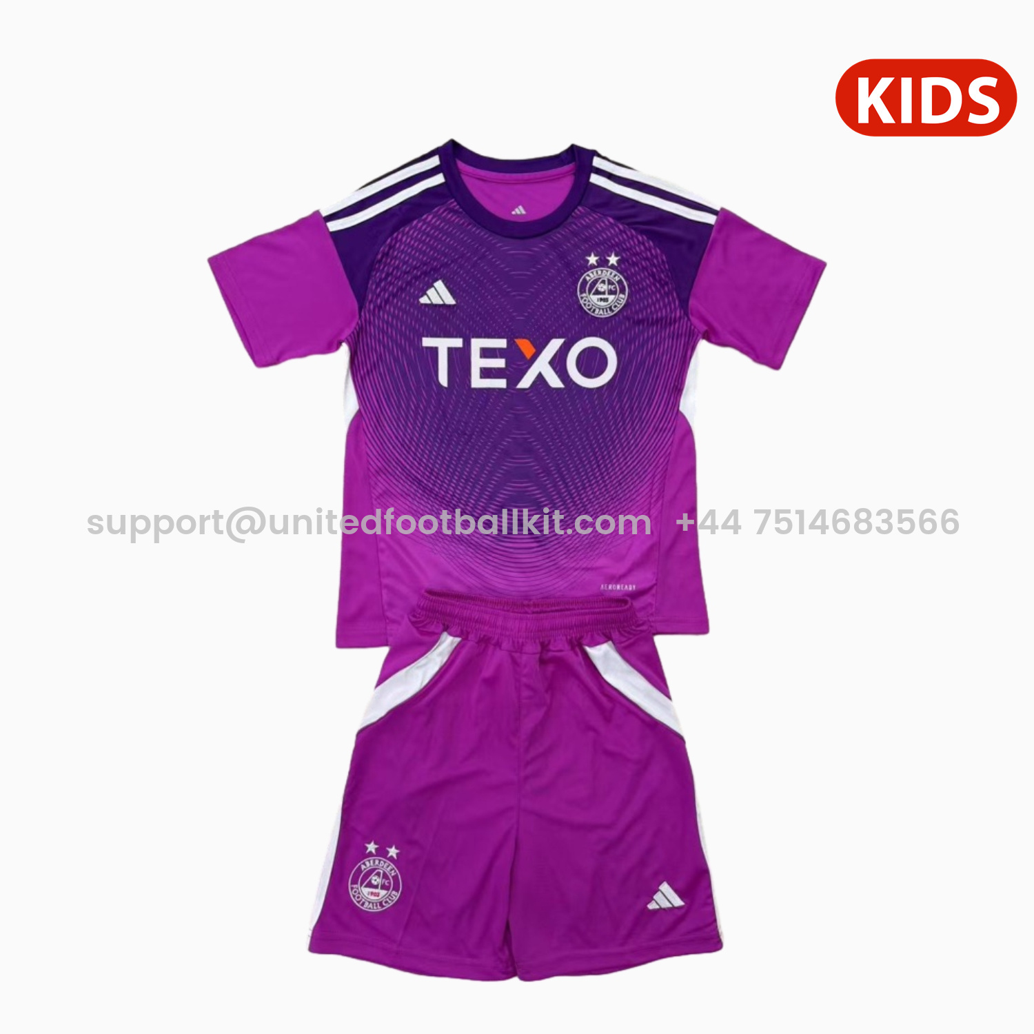 Unitedfootballkit.com | Aberdeen 25-26 Purple Goalkeeper Kids Kit -Customize Name, Number and Patch | Worldwide Shipping