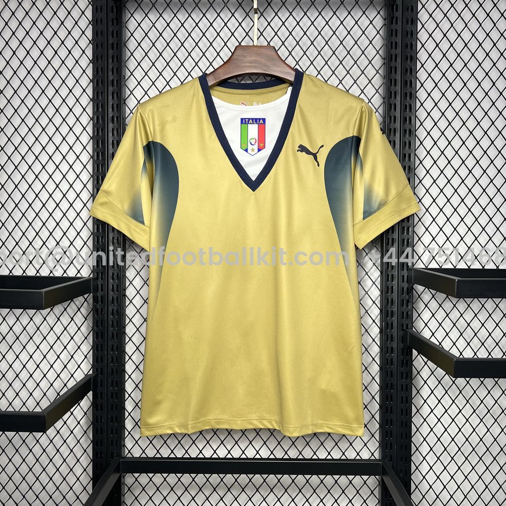 Unitedfootballkit.com | Retro Italy 2006 Golden Goalkeeper Jersey -Customize Name, Number and Patch | Worldwide Shipping