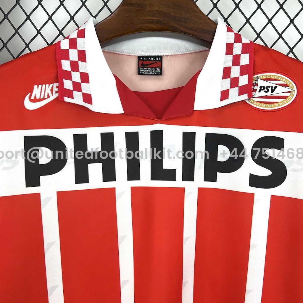 Unitedfootballkit.com | Retro PSV Eindhoven 1995-96 Home Jersey -Customize Name, Number and Patch | Worldwide Shipping