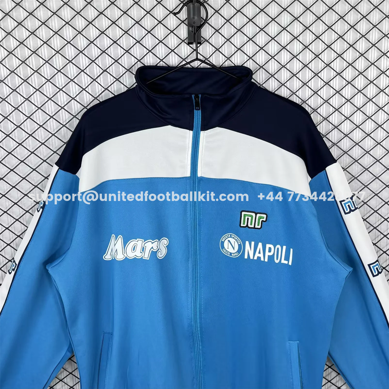 Unitedfootballkit.com | Retro Napoli 1989-90 Blue Windbreaker -Customize Name, Number and Patch | Worldwide Shipping